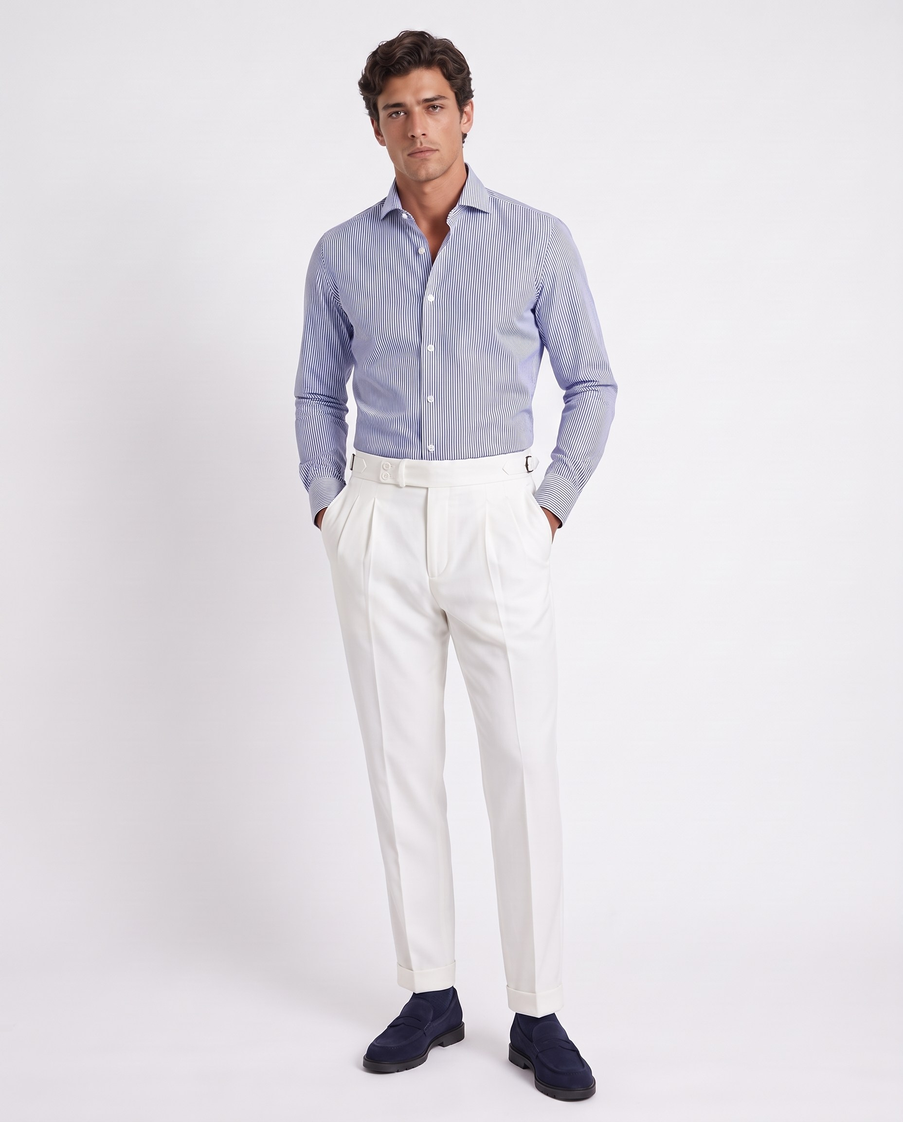 Zayn Double-Pleated Pants White