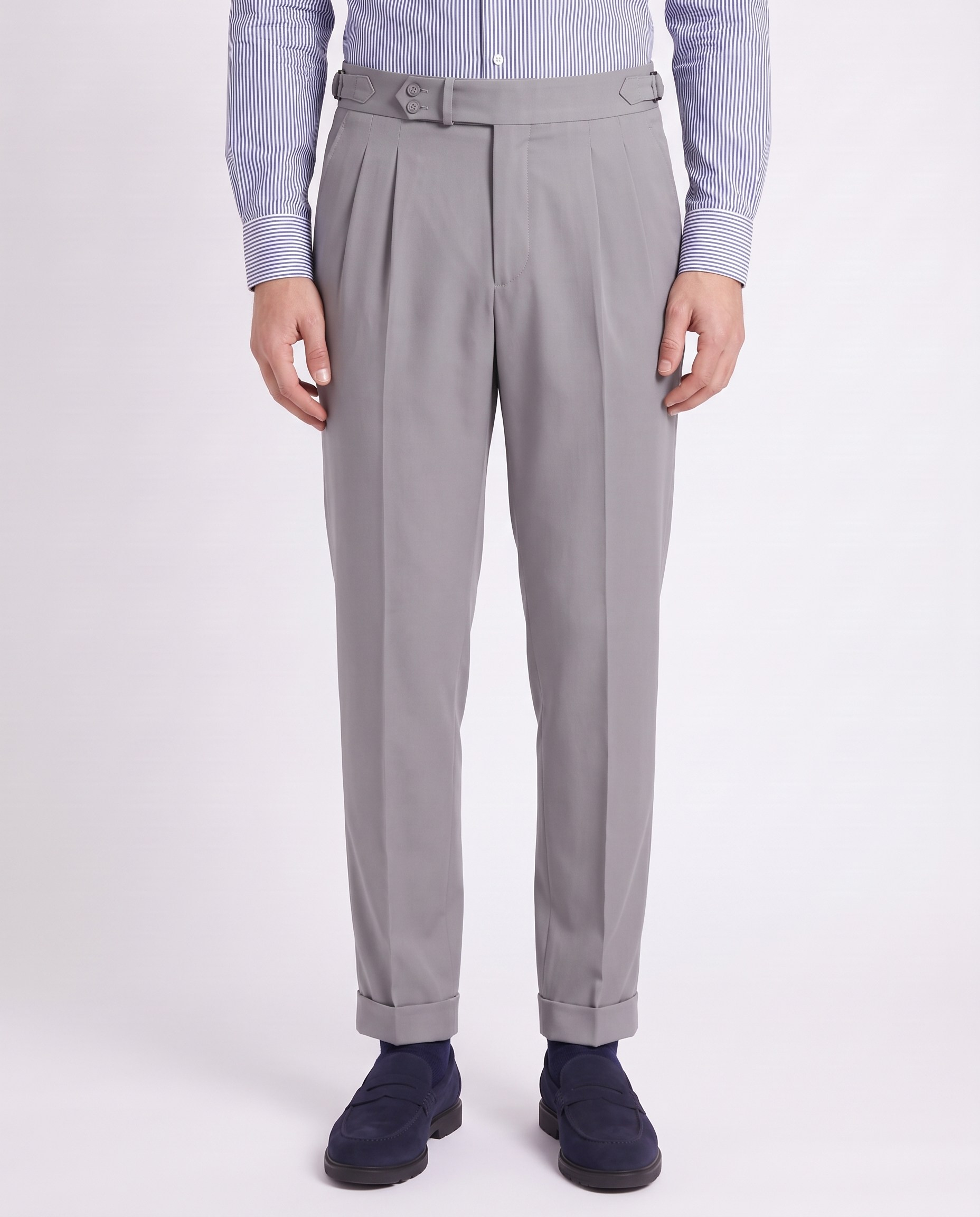 Zayn Double-Pleated Pants Grey