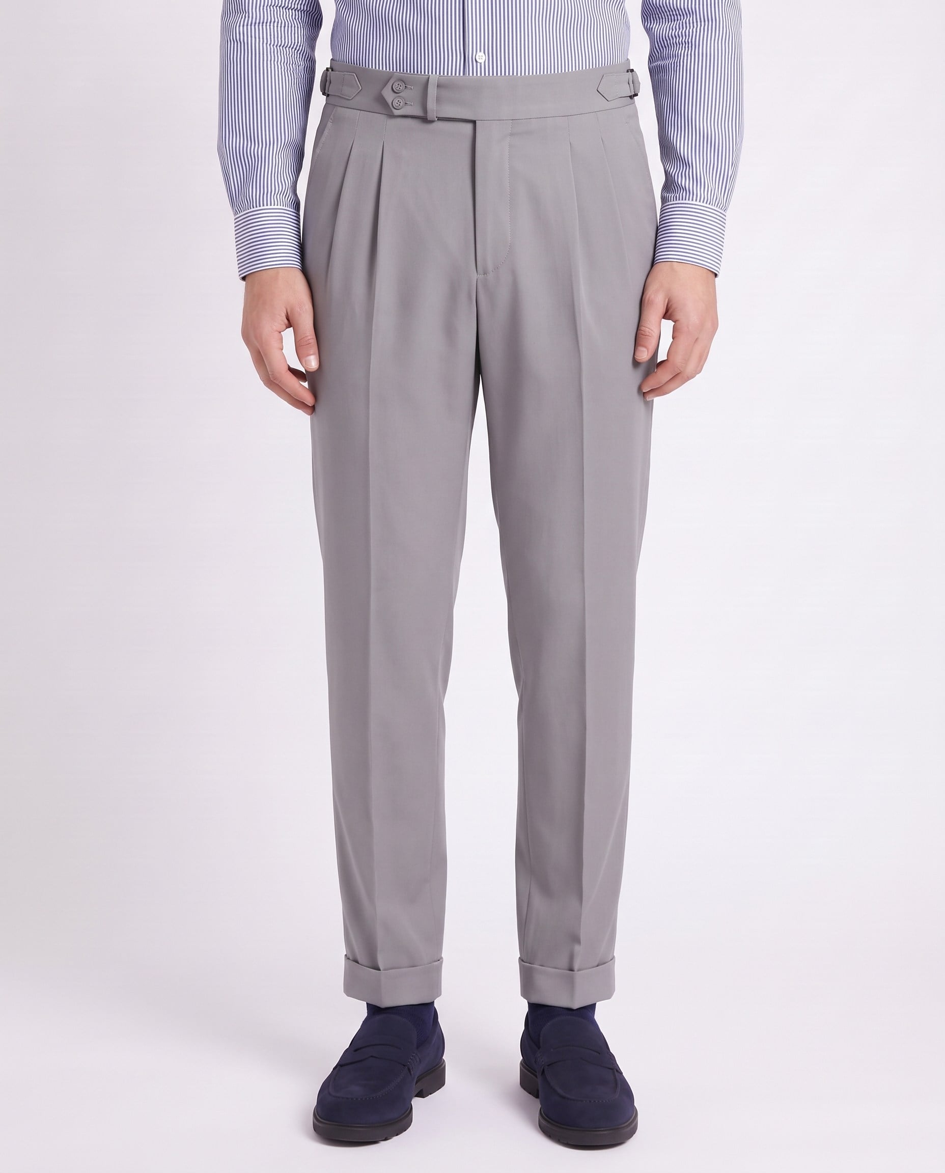 Zayn Double-Pleated Pants Grey