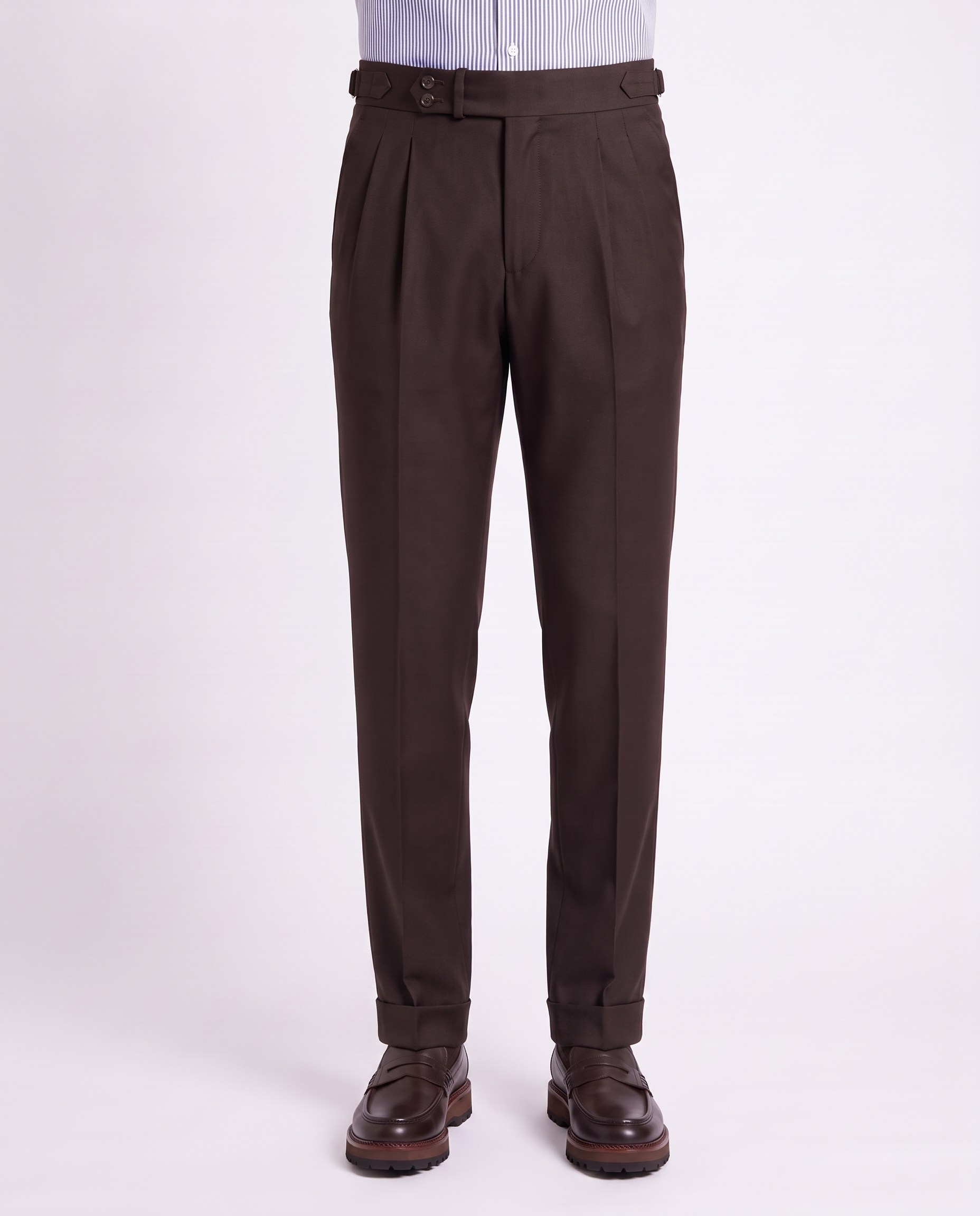 Zayn Double-Pleated Pants Brown
