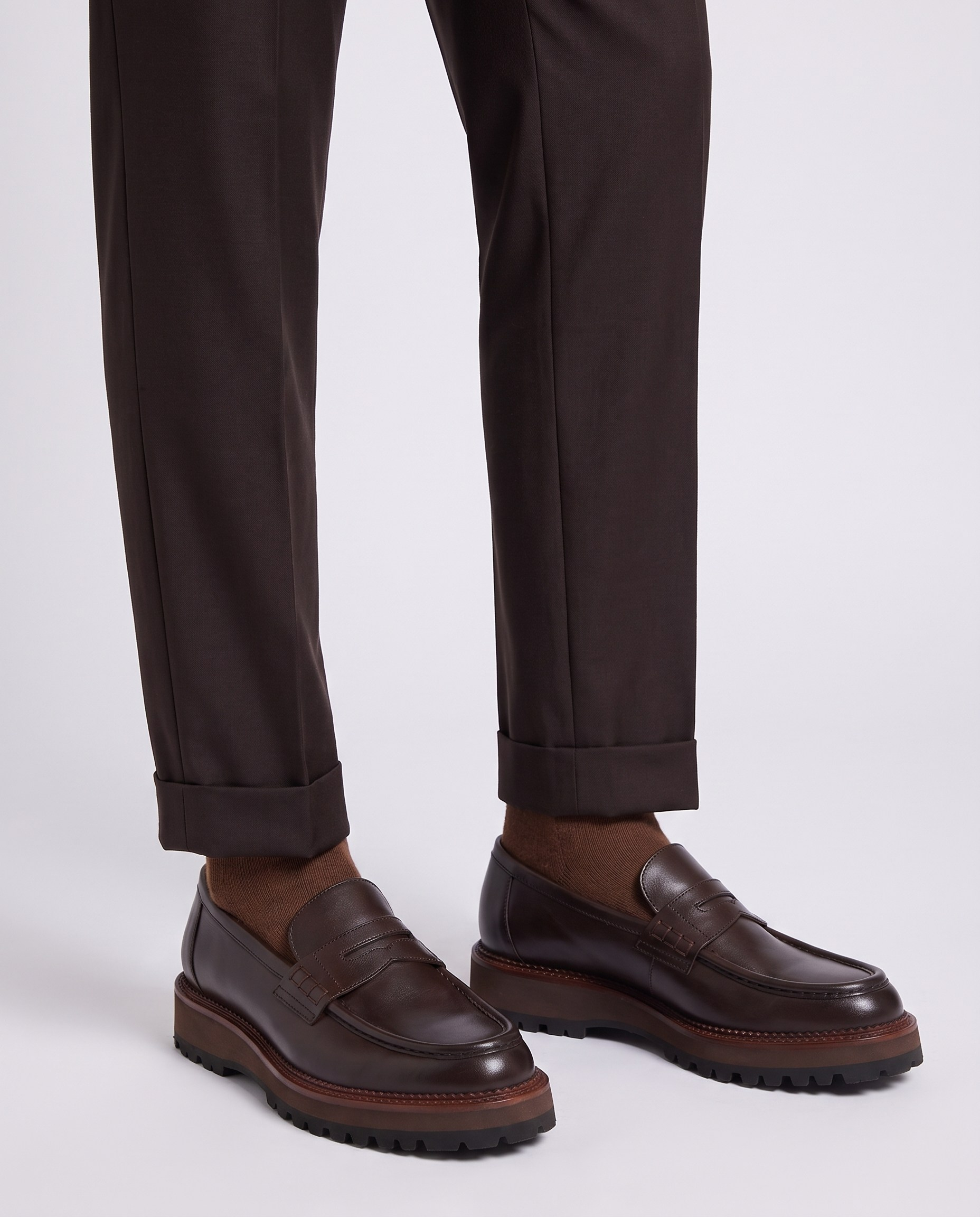Zayn Double-Pleated Pants Brown