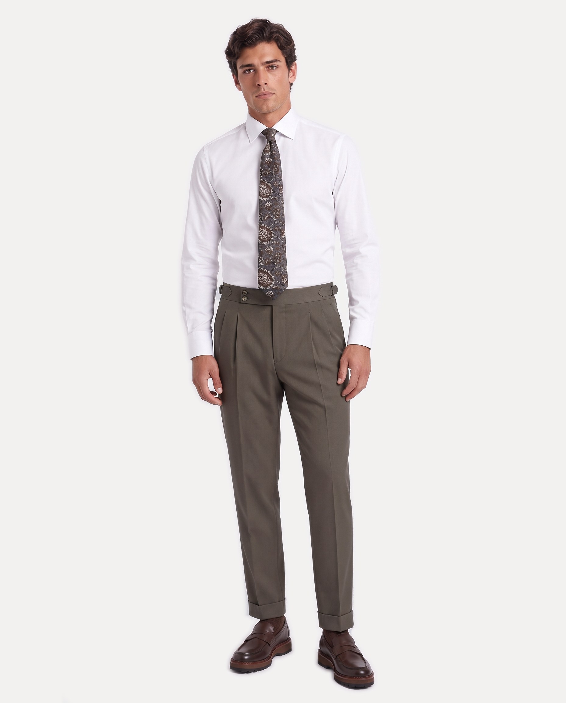 Zayn Double-Pleated Pants Mink