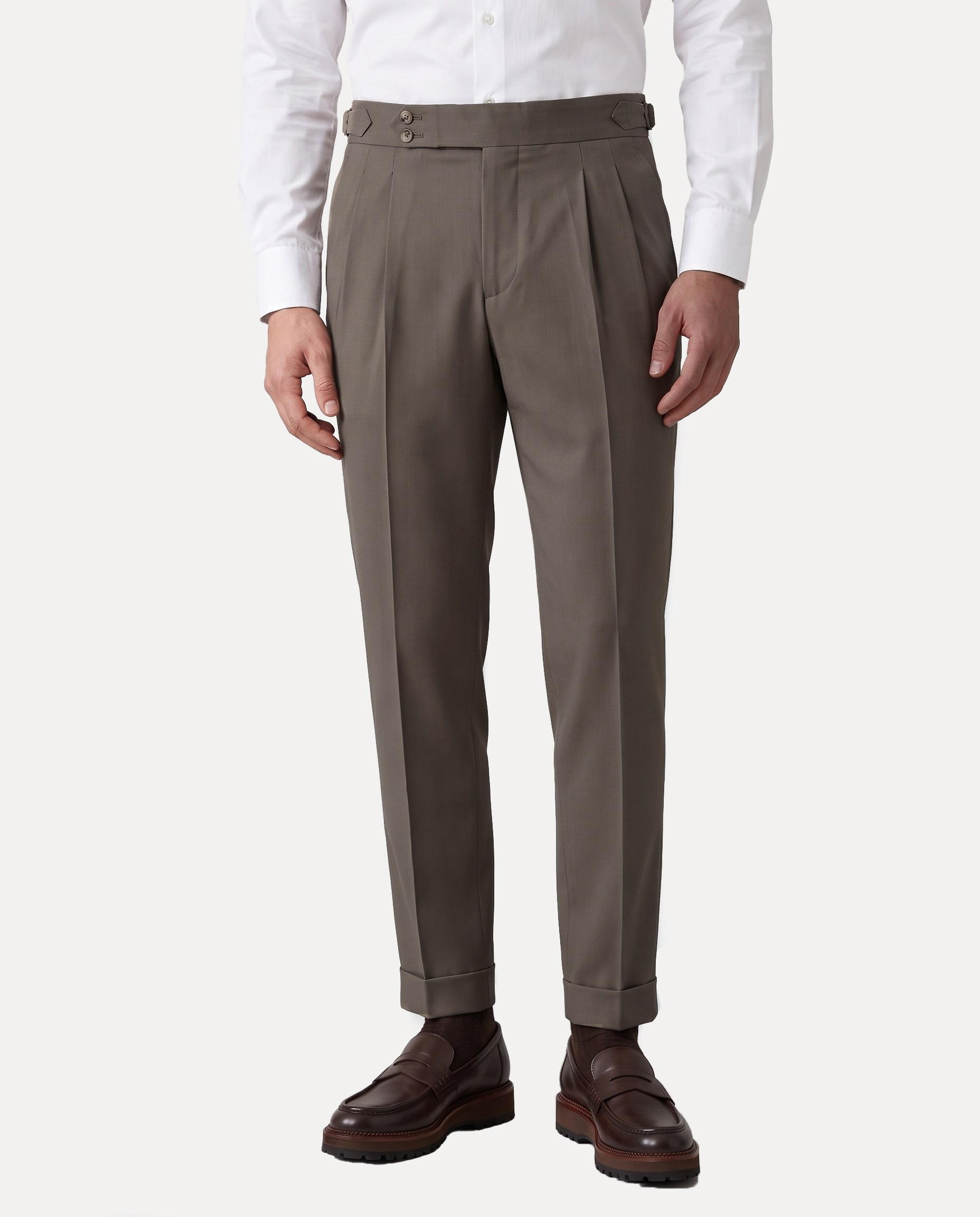 Zayn Double-Pleated Pants Mink