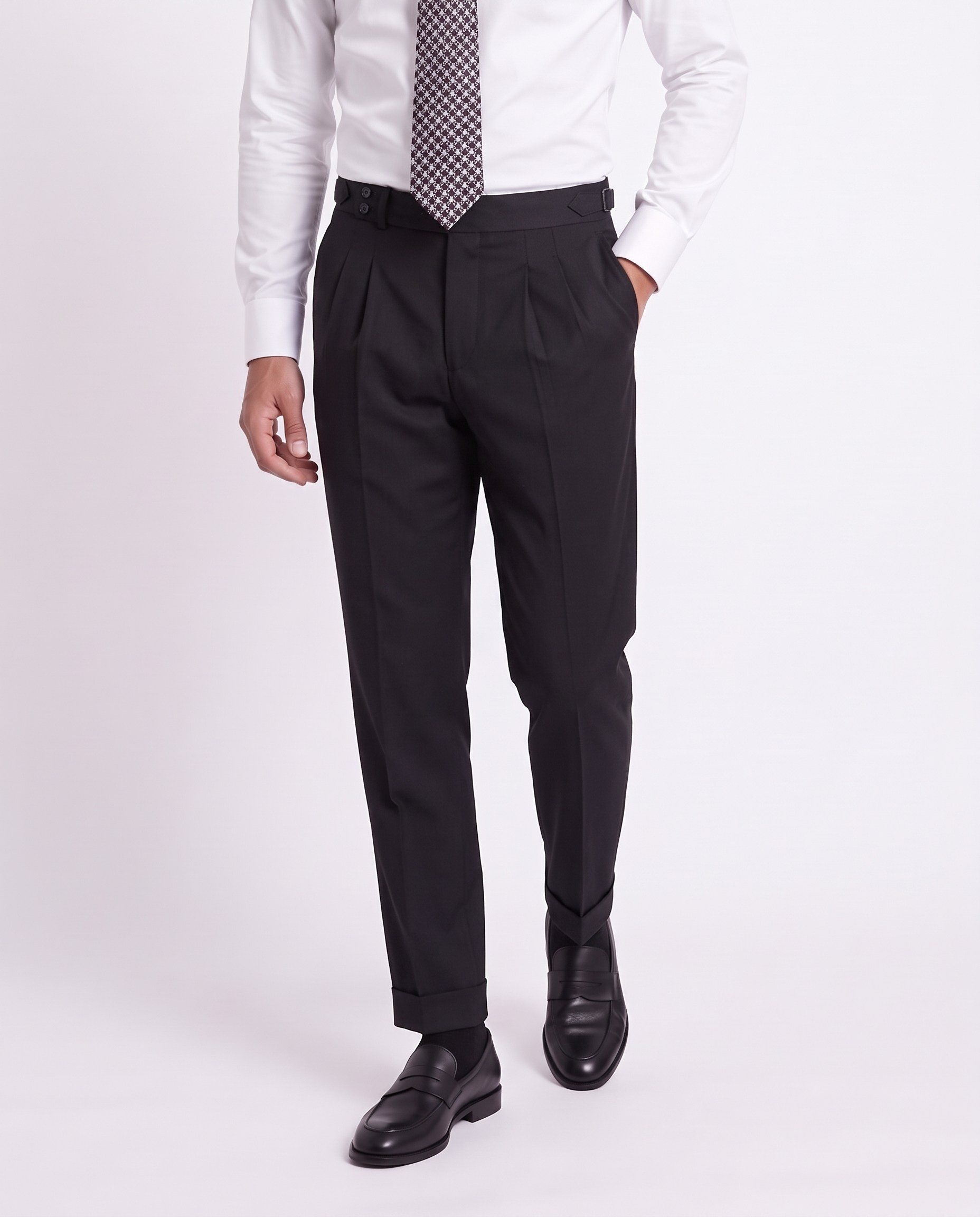 Zayn Double-Pleated Pants Black
