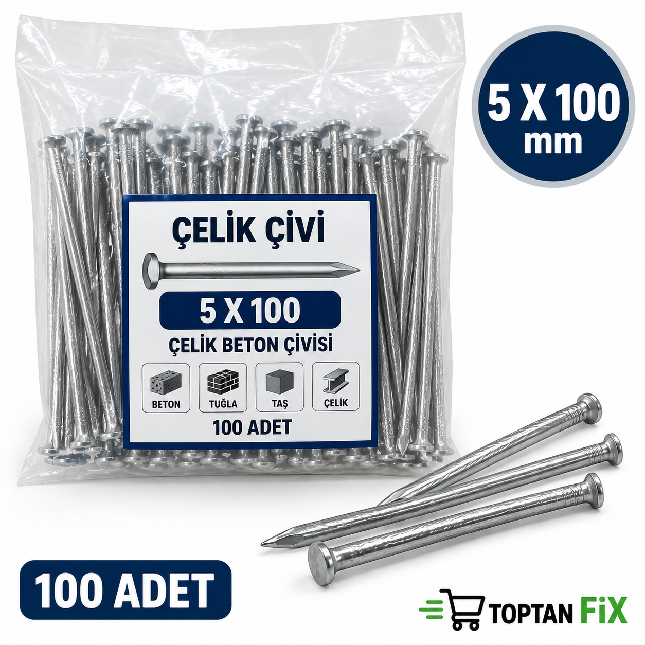 Çelik Beton Çivisi 5x100