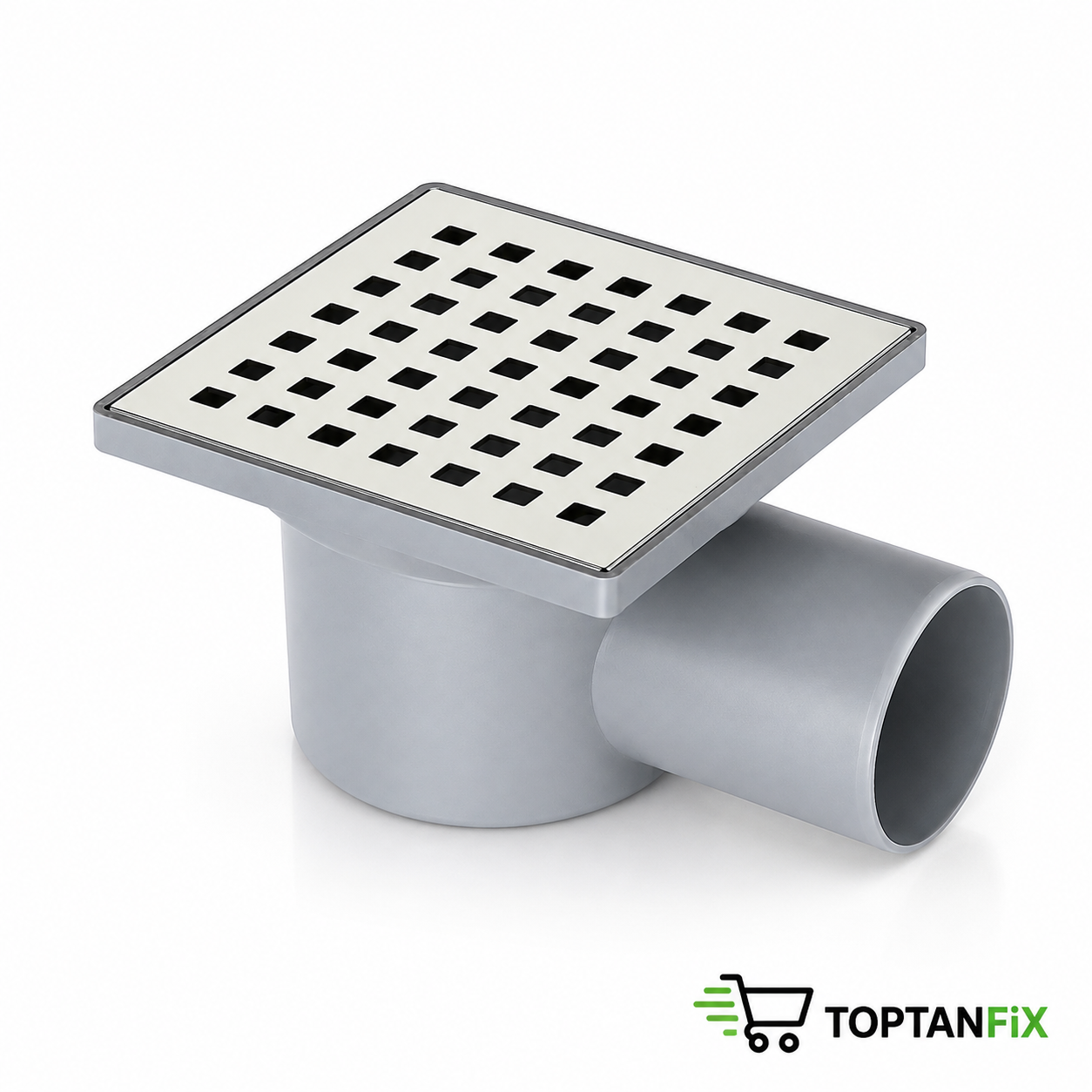 Melez 10x10 Krom Kapaklı Yandan Çıkışlı Yer Süzgeci Q50