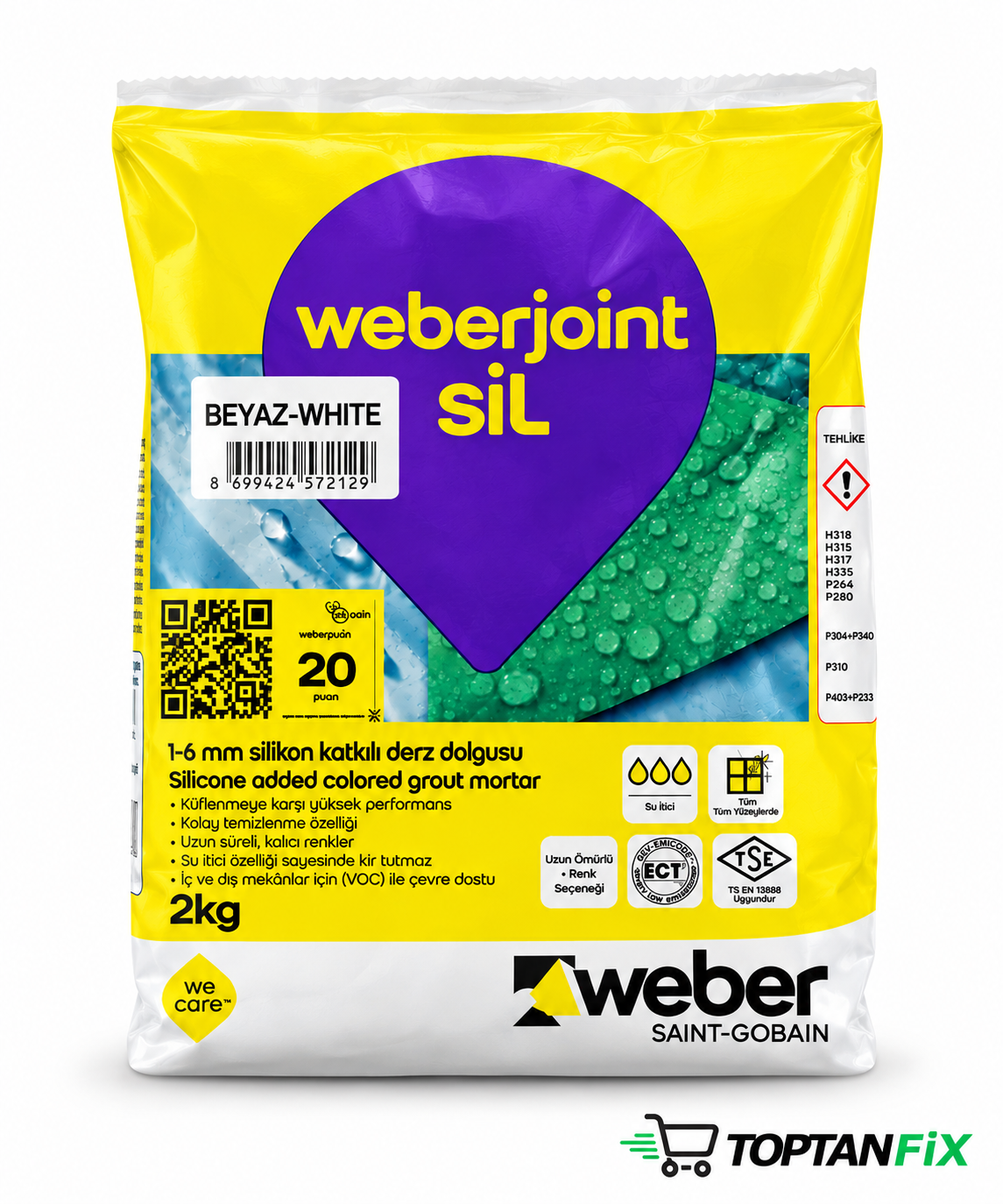 Weber Joint Beyaz Silikonlu 2 kg Derz Dolgu