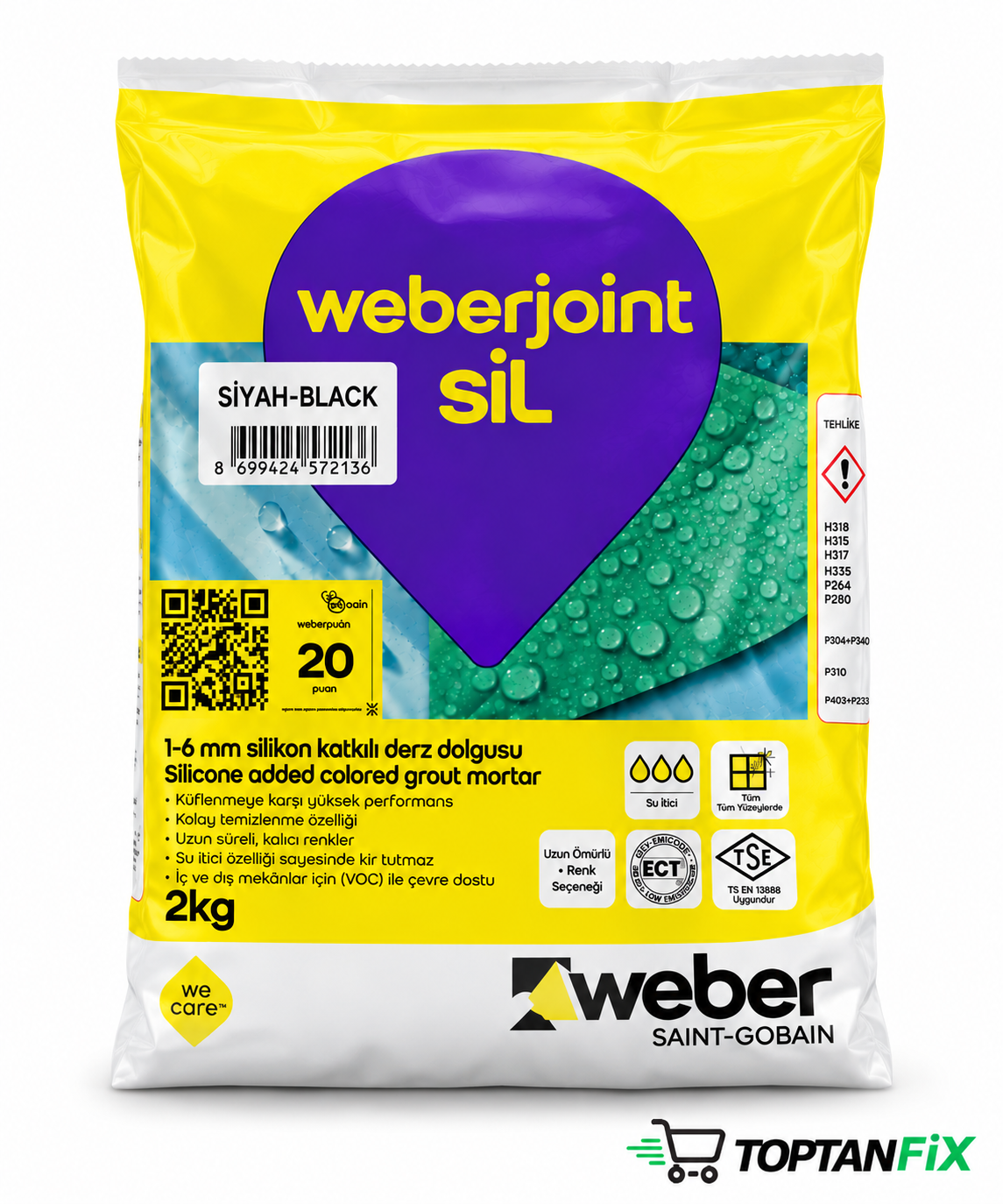 Weber Joint Siyah Silikonlu 2 kg Derz Dolgu