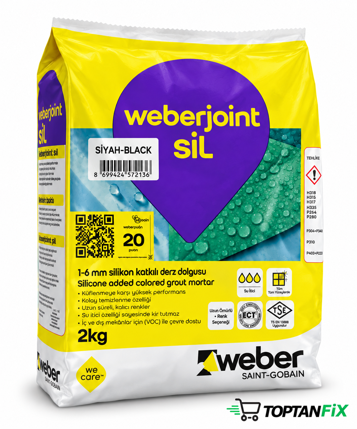 Weber Joint Siyah Silikonlu 2 kg Derz Dolgu