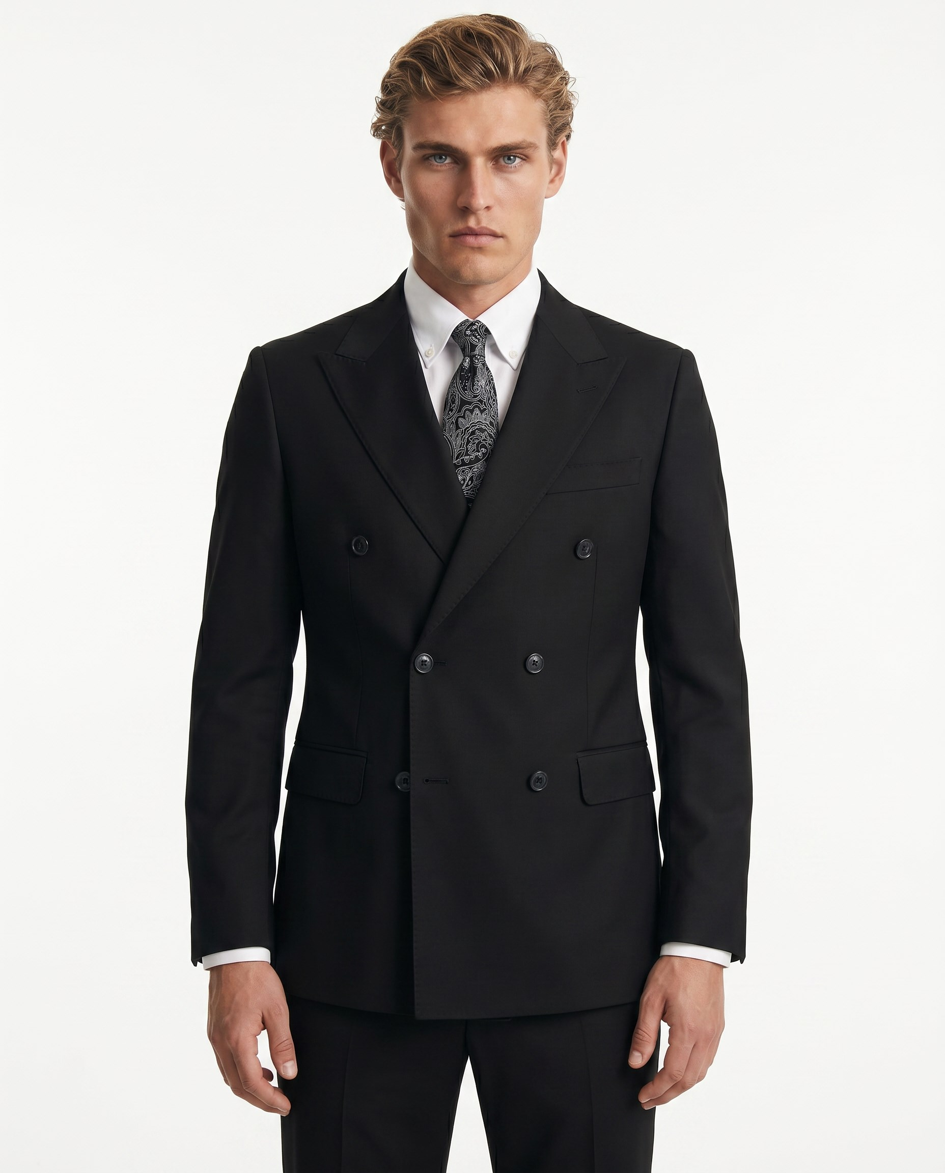 Chalire Double-Breasted Suit Black