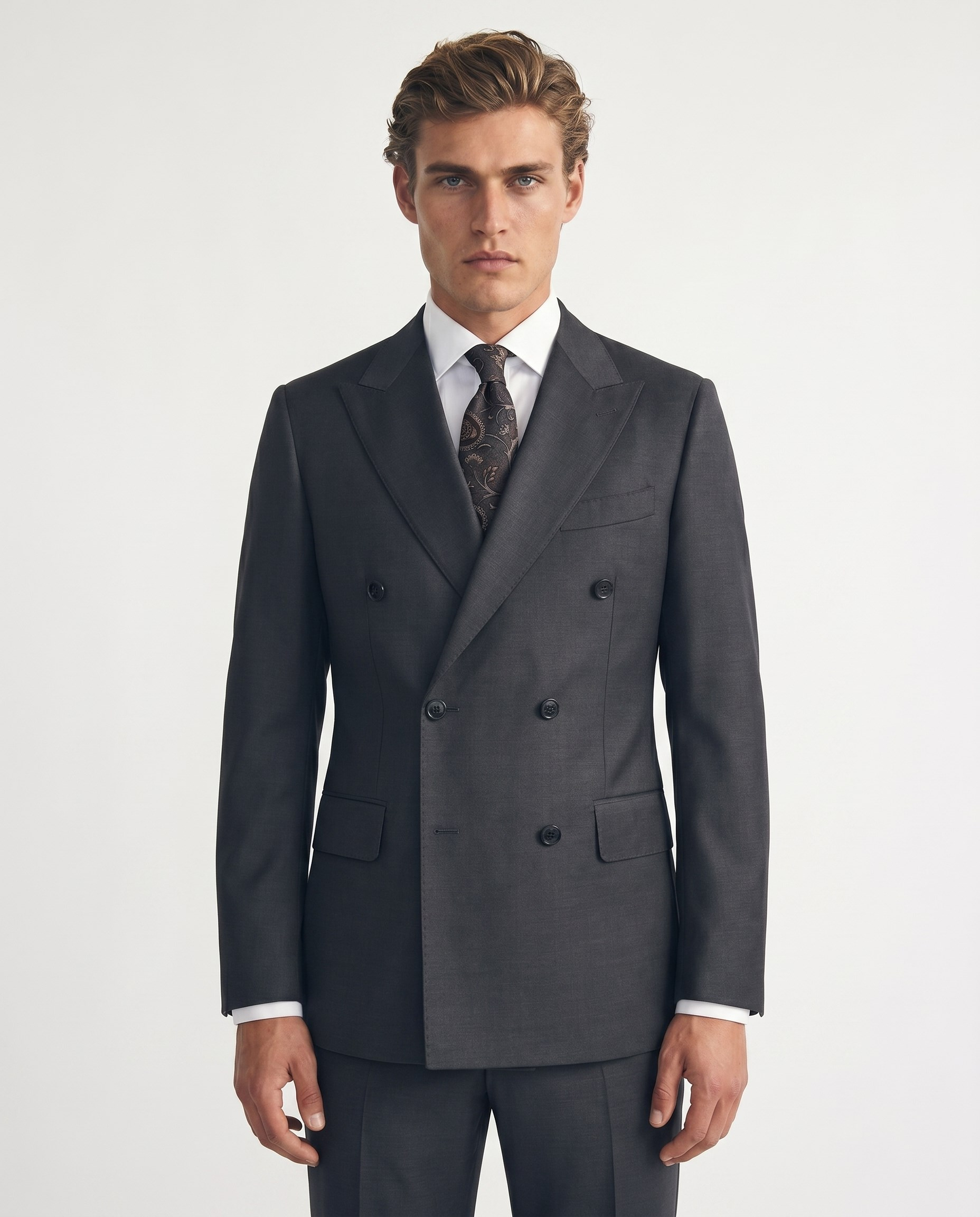 Chalire Double-Breasted Suit Grey