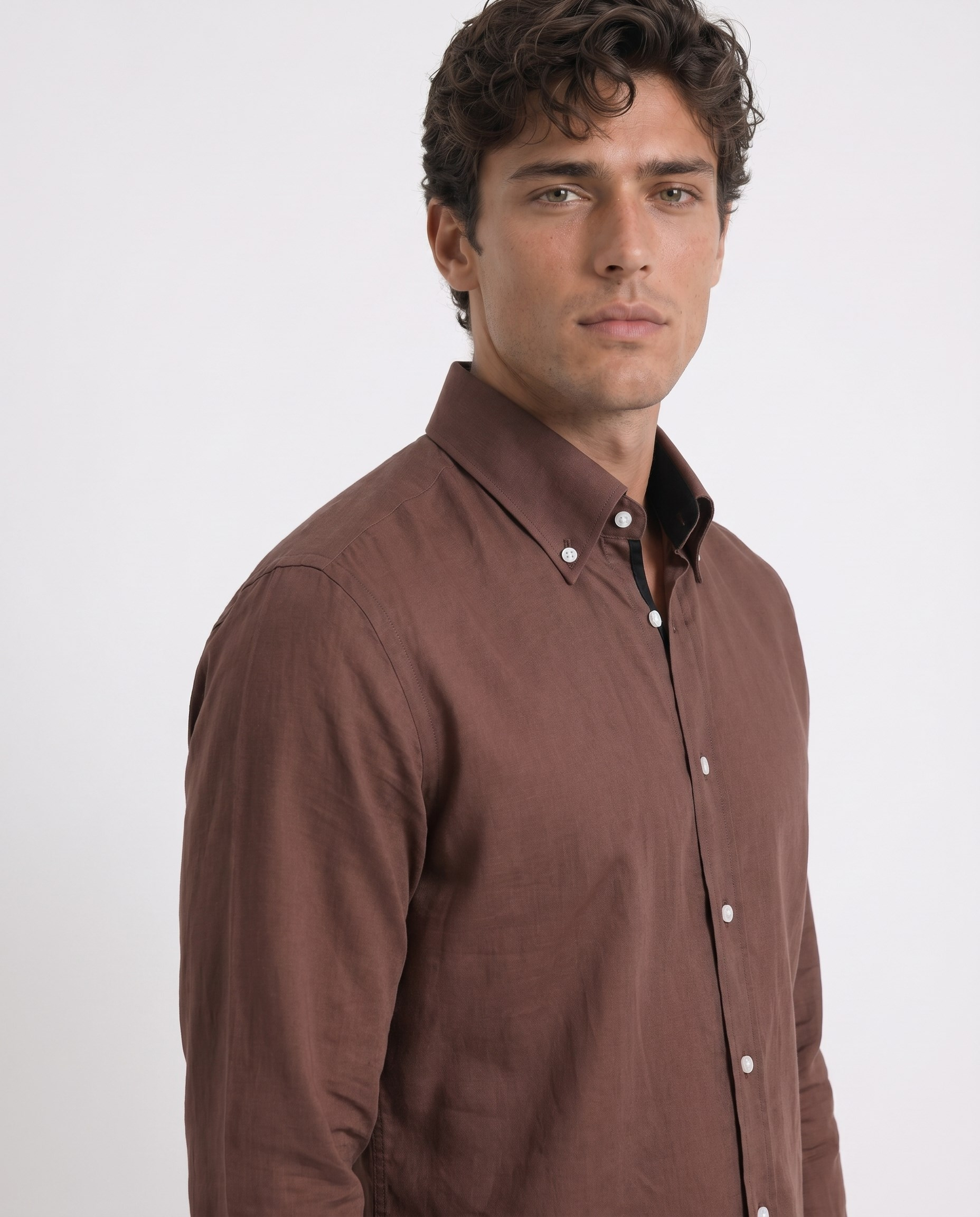 Nicol Button-Down Shirt Brown