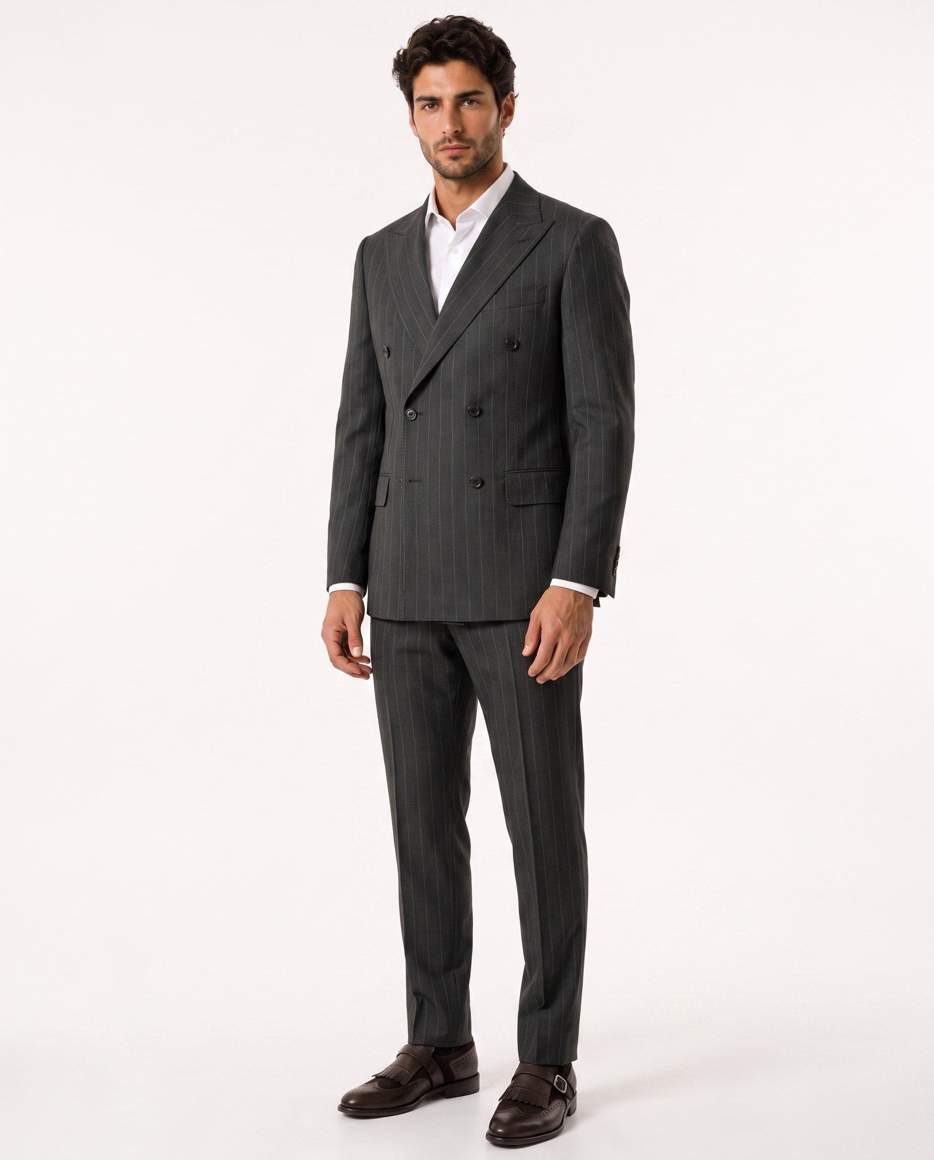 Paganini Double-Breasted Suit Khaki