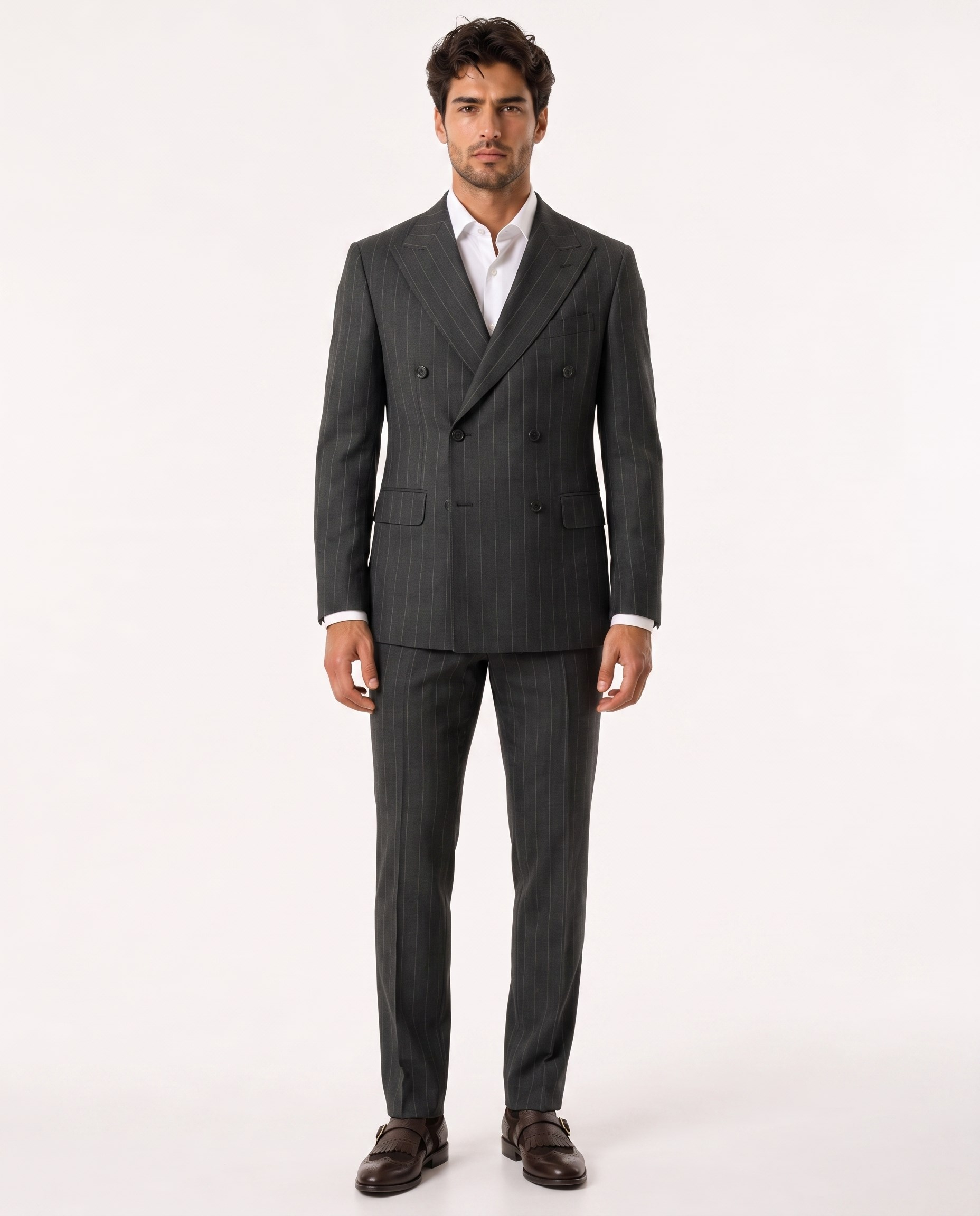 Paganini Double-Breasted Suit Khaki