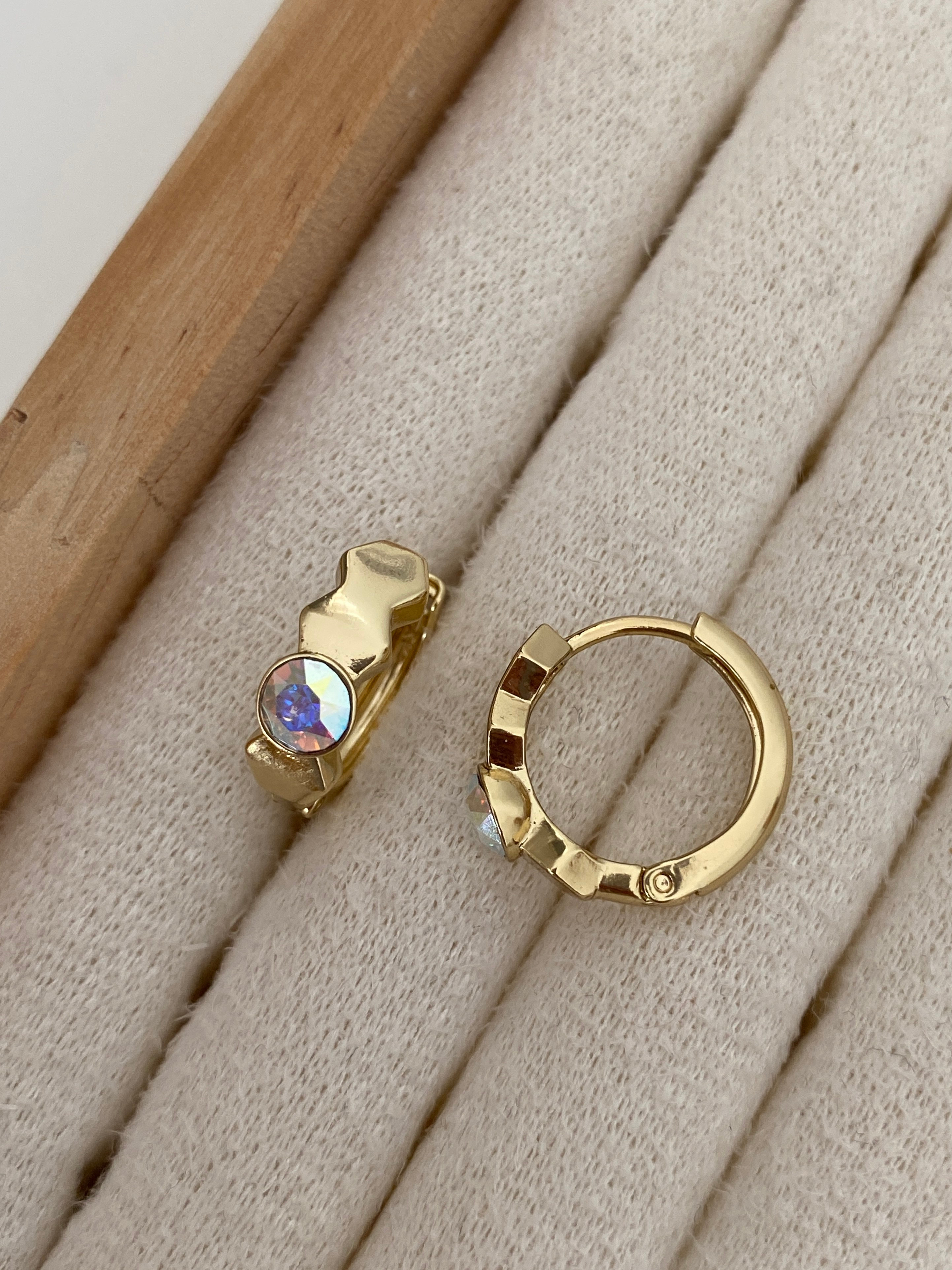 Özel Seri Swarovski Taşlı Petek Halka Küpe
