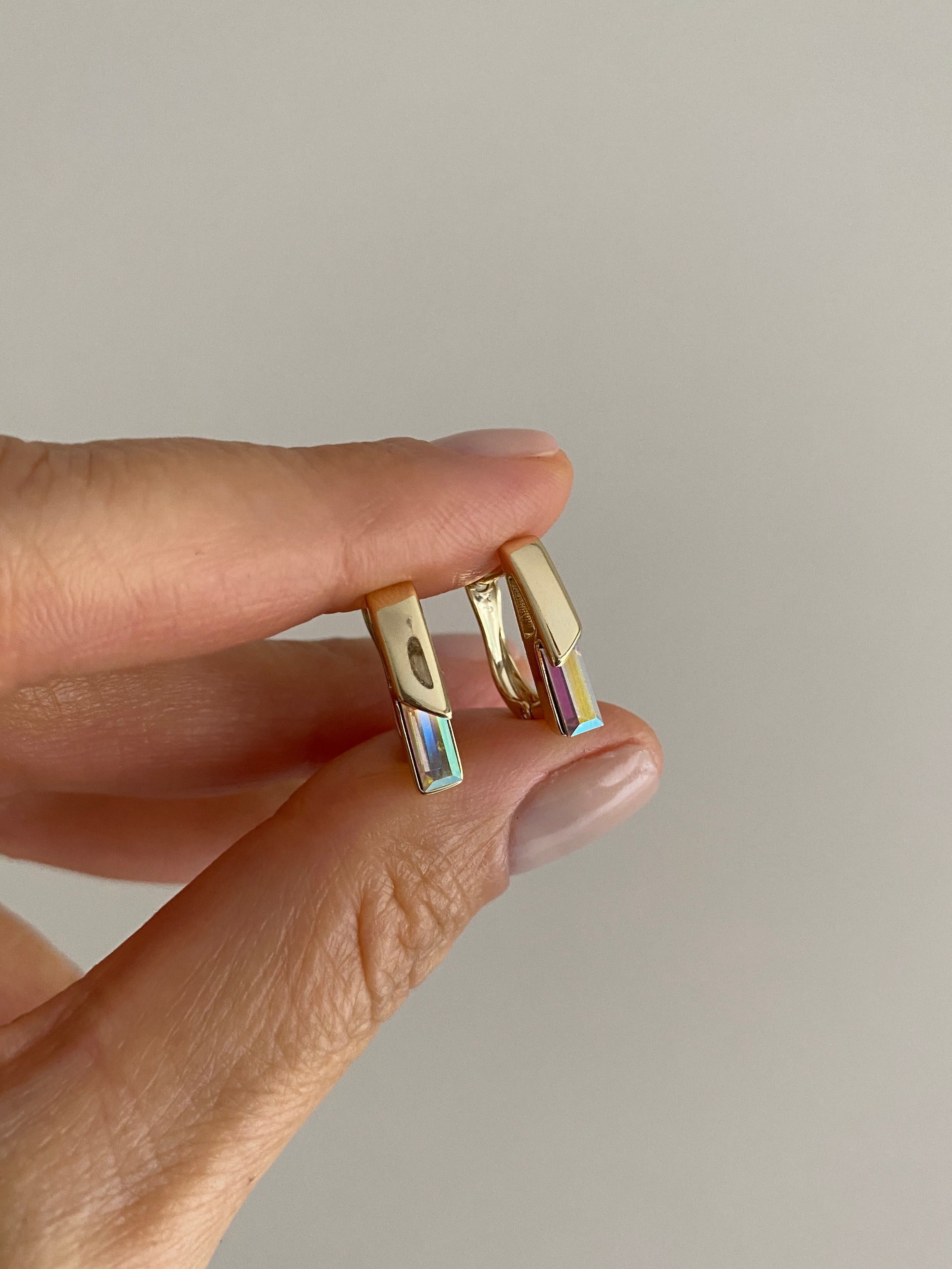 Özel Seri Swarovski Taşlı Sütun Halka Küpe
