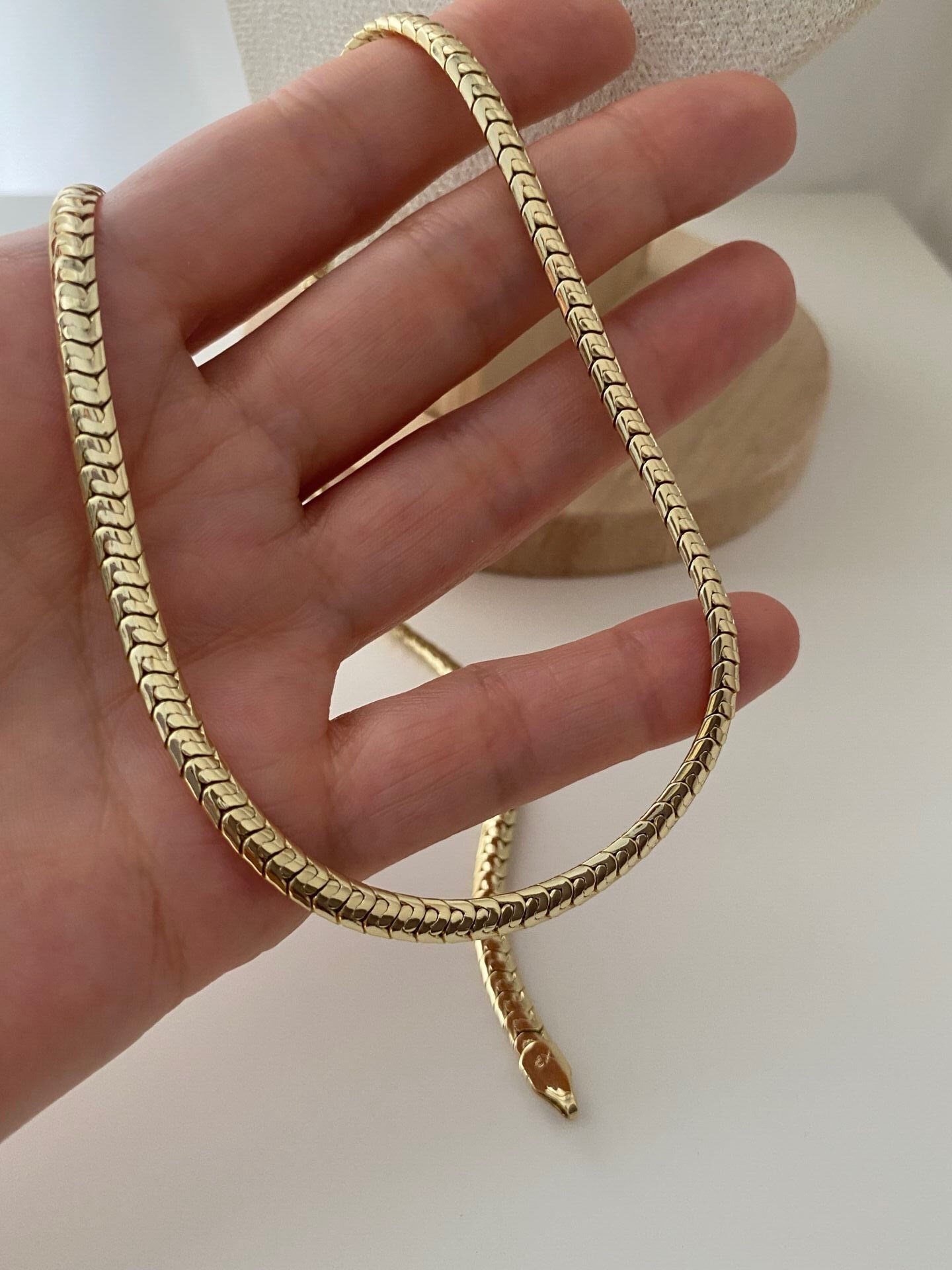 Özel Seri Yassı Balıksırtı Zincir Kolye 50cm