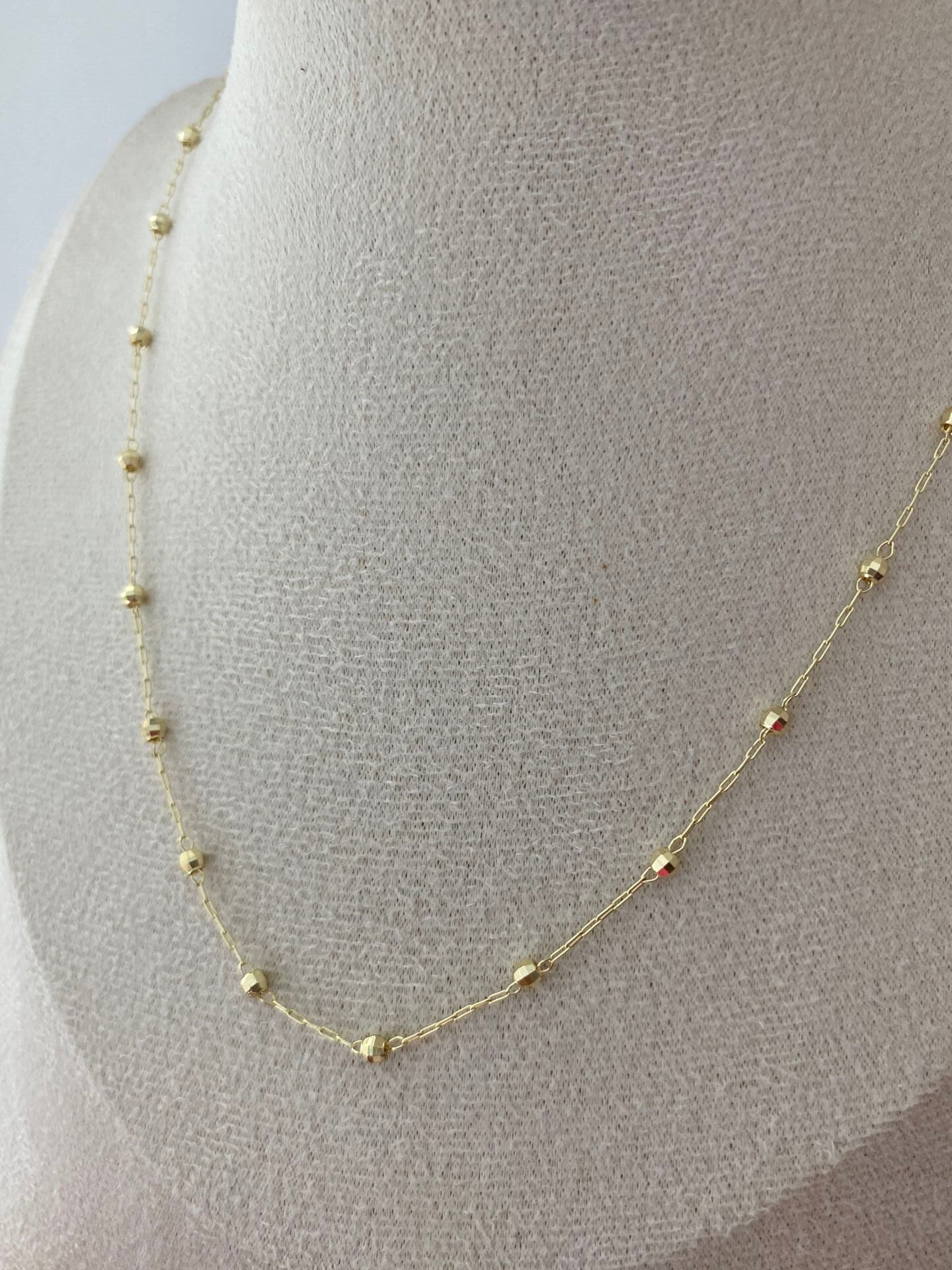 Yansımalı Dorika Top Detaylı Zincir Kolye 60cm