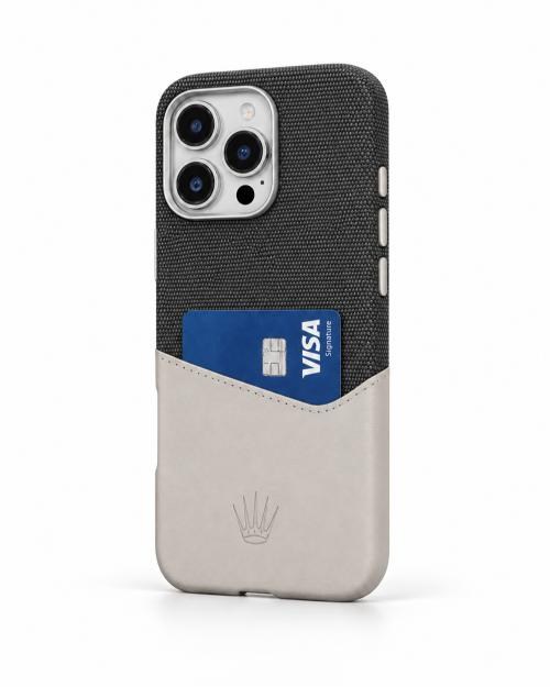 Nova Iphone 16 Pro Max Deri Kartlıklı Telefon Kılıfı Gri 