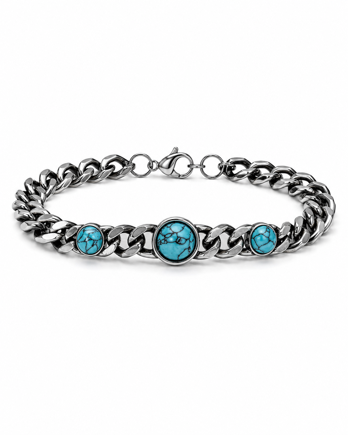Beaded natural stone Silver Blue Çelik Bileklik BraceletWATCHOFROYALBeadedBeaded natural stone Silver Blue Çelik Bileklik 