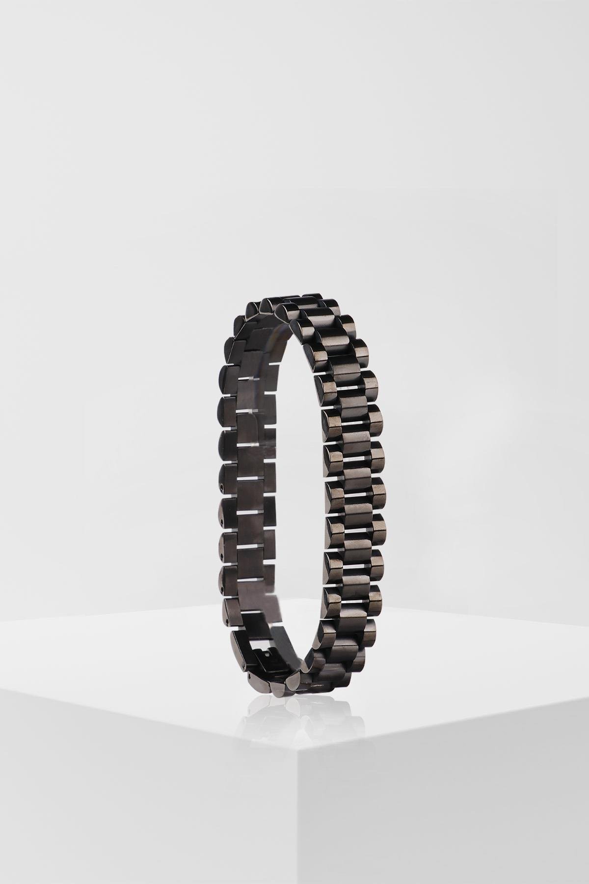 DateJust Siyah Çelik BileklikBraceletWATCHOFROYALDATEJUSTDateJust Siyah Çelik Bileklik