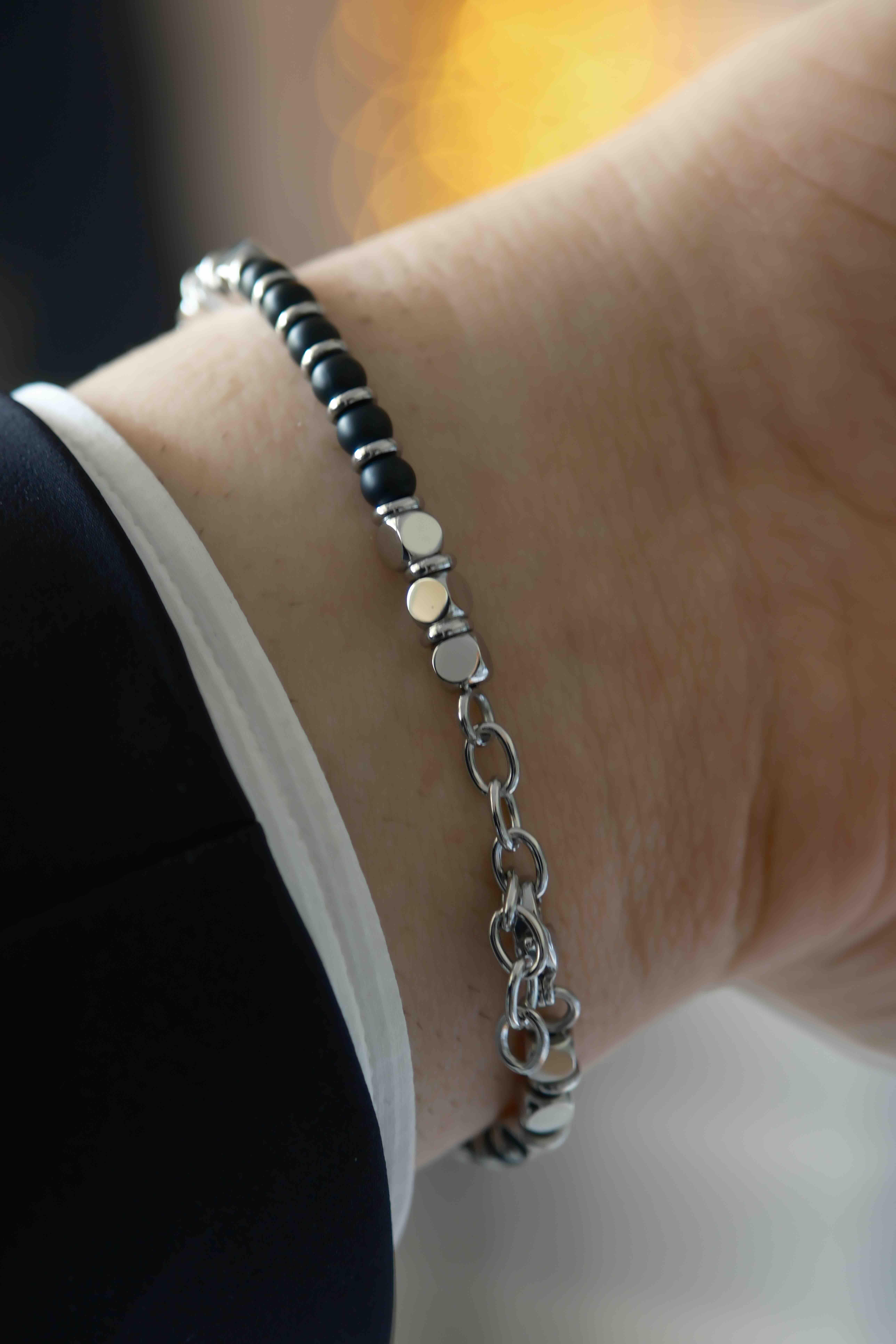 Marine Natural Stone Siyah Çelik Bileklik BileklikWATCHOFROYALMarineMarine Natural Stone Siyah Çelik Bileklik 