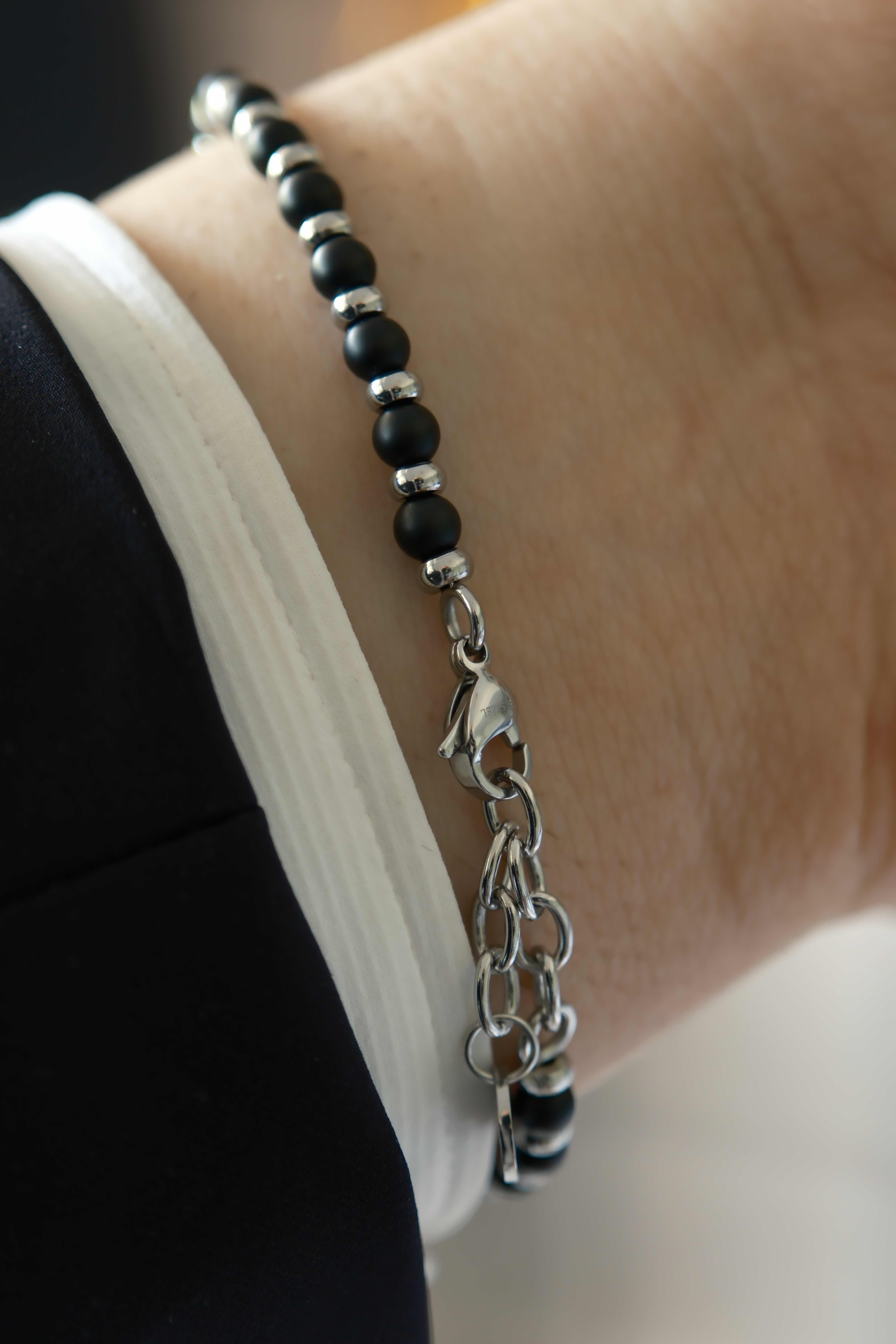 Martin natural stone Silver Siyah Çelik Bileklik BileklikWATCHOFROYALmartinMartin natural stone Silver Siyah Çelik Bileklik 