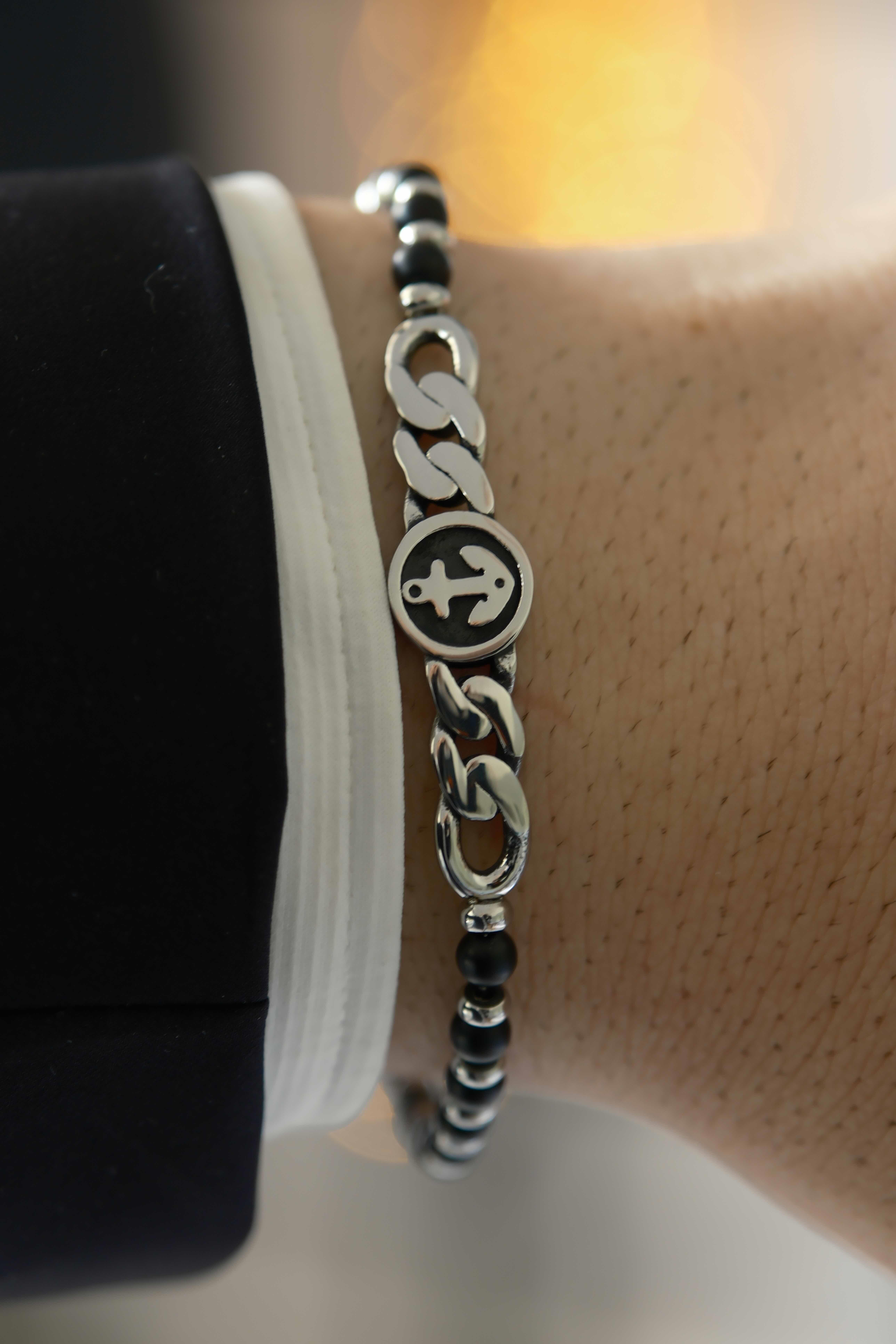 Martin natural stone Silver Siyah Çelik Bileklik BileklikWATCHOFROYALmartinMartin natural stone Silver Siyah Çelik Bileklik 