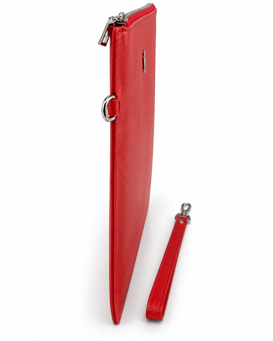Özel Vegan Deri Kırmızı El Çantası Telefon ve Para Bölmeli El Tutma Askısı Minimalist Portföy Çanta Clutch