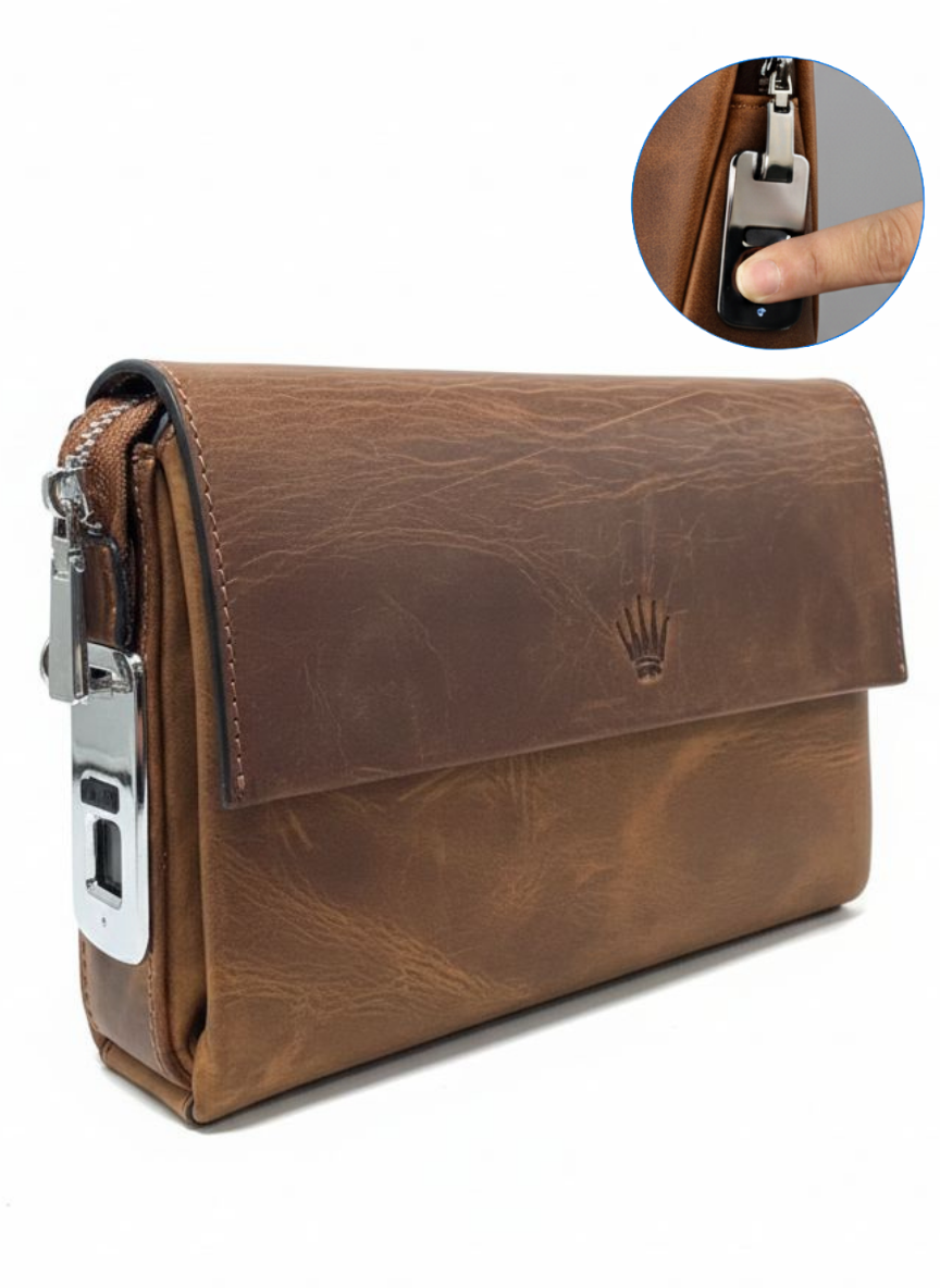 Logic Clucth  Crazy Taba Parmak İzi Kilitli Hakiki Deri El ÇantasıEl ÇantasıWATCHOFROYALLOGİCLogic Clucth  Crazy Taba Parmak İzi Kilitli Hakiki Deri El Çantası