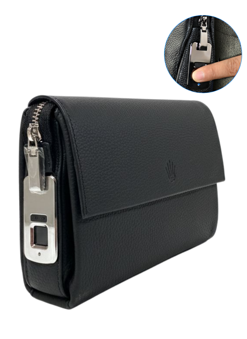 Logic Clucth  Siyah  Parmak İzi Kilitli Hakiki Deri El ÇantasıHand BagWATCHOFROYALLOGİCLogic Clucth  Siyah  Parmak İzi Kilitli Hakiki Deri El Çantası