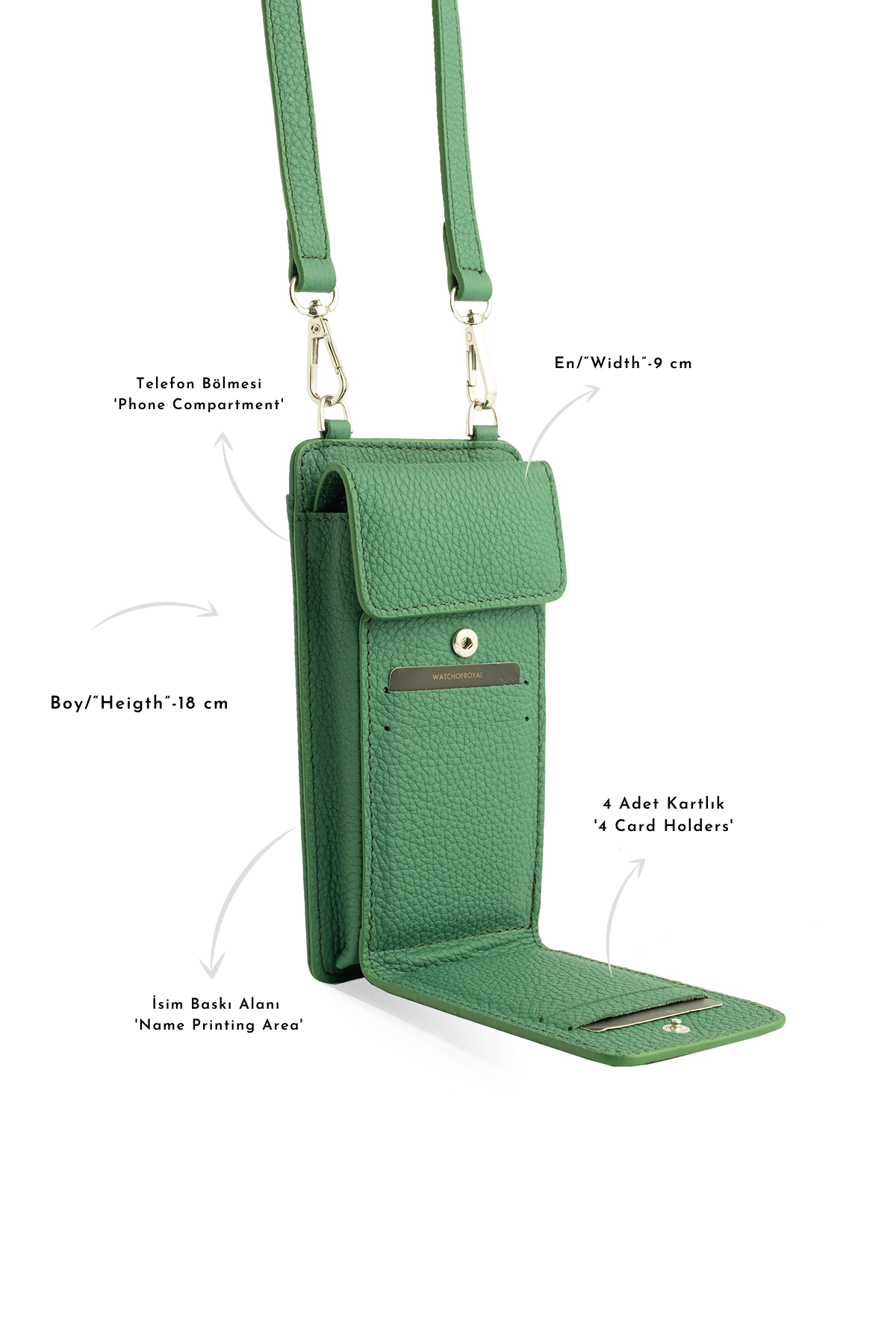 LUISA YEŞİL ASKILI TELEFON ÇANTASIHANDBAGWATCHOFROYALLUISALUISA YEŞİL ASKILI TELEFON ÇANTASI