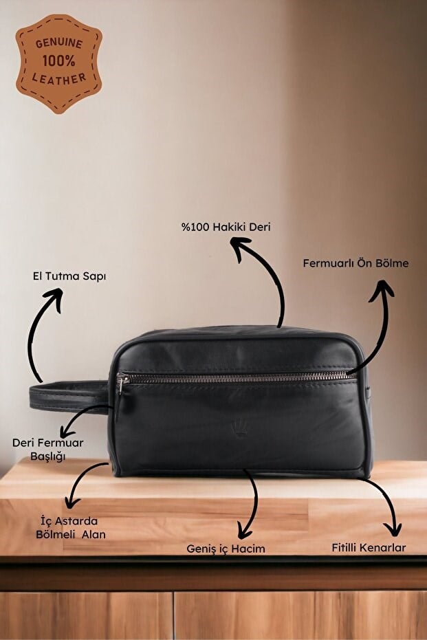 VEREV BLACK GENUINE LEATHER HAND BAGHand BagWATCHOFROYALVRVELÇNTVEREV BLACK GENUINE LEATHER HAND BAG