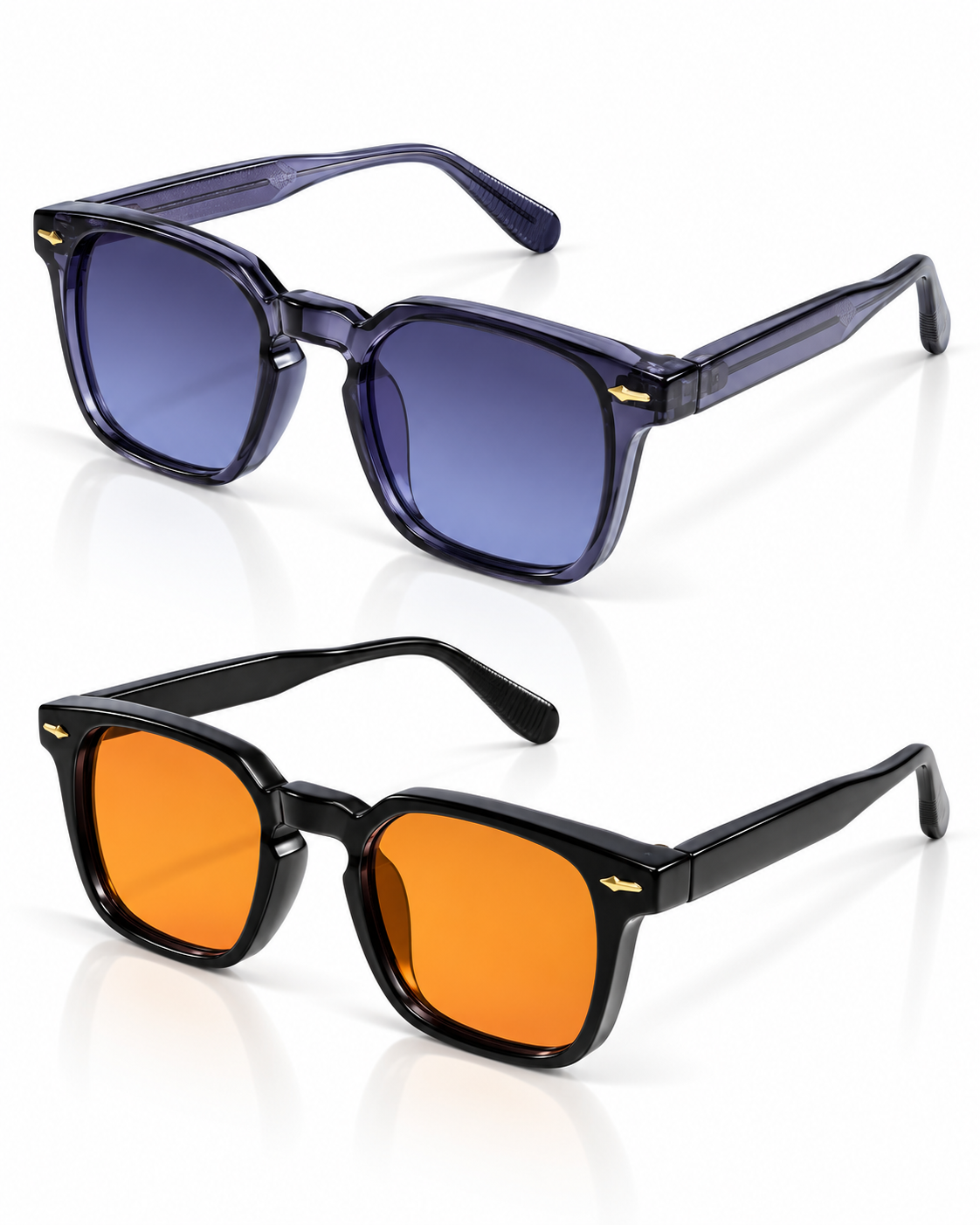 SET OF TWO VINTAGE GRAY-ORANGE UNISEX SUNGLASSES