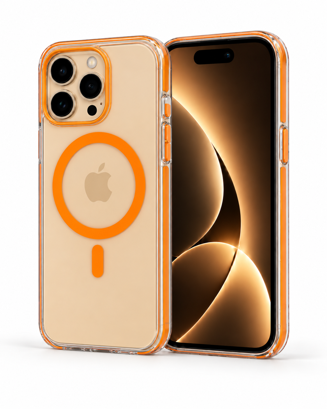 Onyx  Iphone 16 Pro Turuncu Kılıf Magsafe Özellikli Şeffaf Sert Pc Embos Kılıf+Kamera Koruyucu