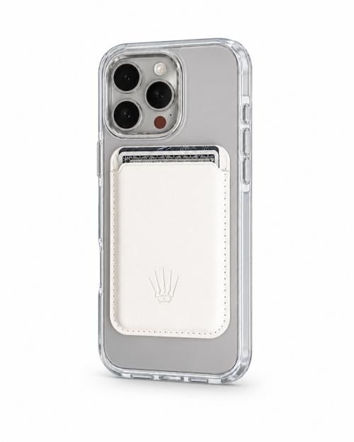 Silicone case  Iphone 16 Pro Beyaz Kılıf Manyetik Özellikli Şeffaf Sert Pc Embos Kılıf+Kamera Koruyucu+Kartlık