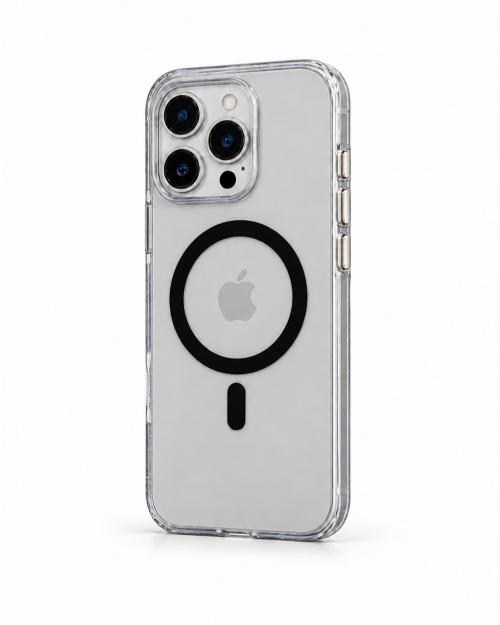 Onyx  Iphone 16 Pro Siyah Kılıf Magsafe Özellikli Şeffaf Sert Pc Embos Kılıf+Kamera Koruyucu