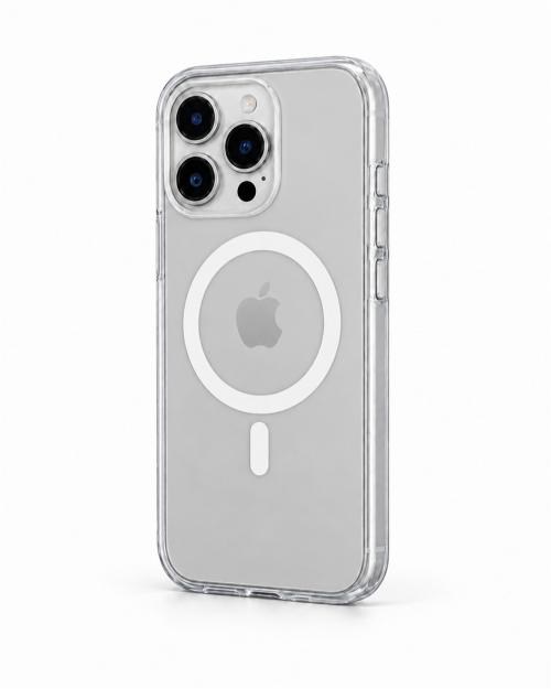 Onyx  Iphone 16 Pro Beyaz Kılıf Manyetik Özellikli Şeffaf Sert Pc Embos Kılıf+Kamera Koruyucu