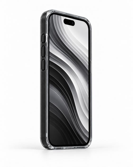 Silicone case Iphone 16 Pro Max Siyah Kılıf Manyetik Özellikli Şeffaf Sert Pc Embos Kılıf+Kamera Koruyucu+Kartlık