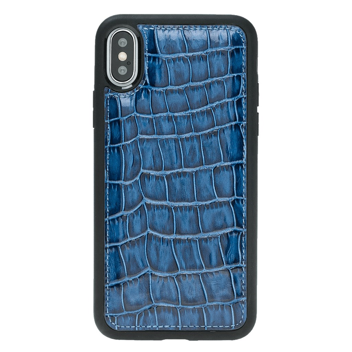IPHONE X CROCO BLUE LEATHER KILIF
