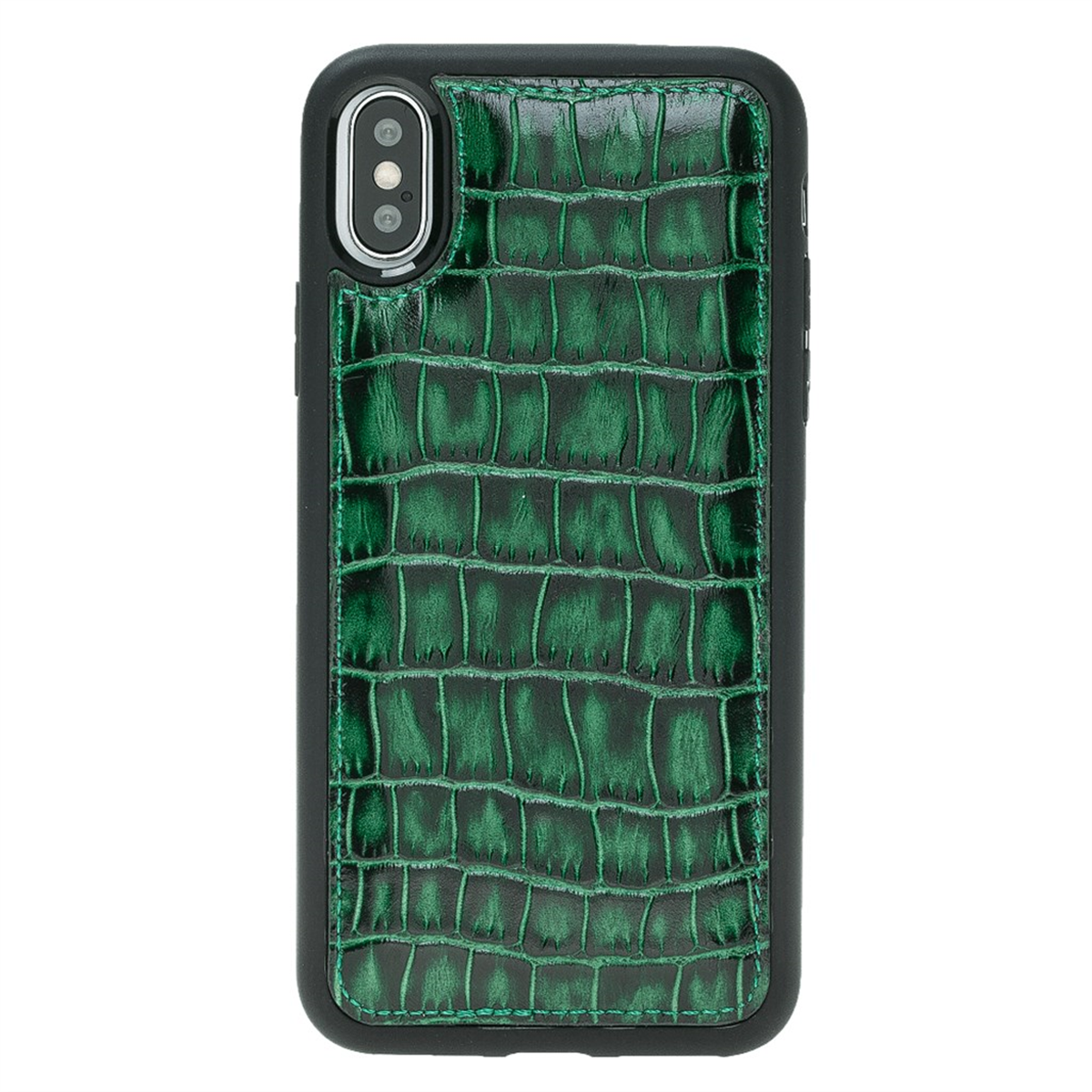 IPHONE X CROCO GREEN LEATHER KILIF