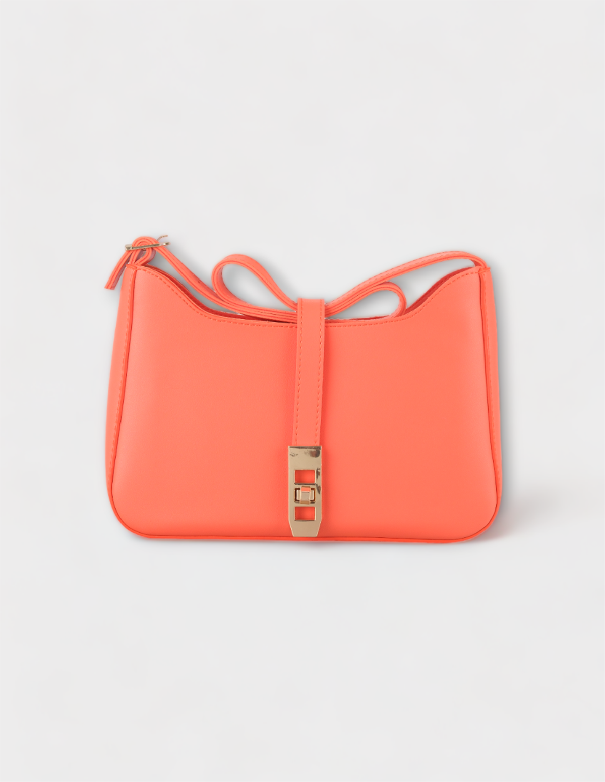 Turuncu Tek Askılı Gold Kilit Detaylı Deri Omuz Çantası VanessaWomen BagWATCHOFROYALVanessaTuruncu Tek Askılı Gold Kilit Detaylı Deri Omuz Çantası Vanessa