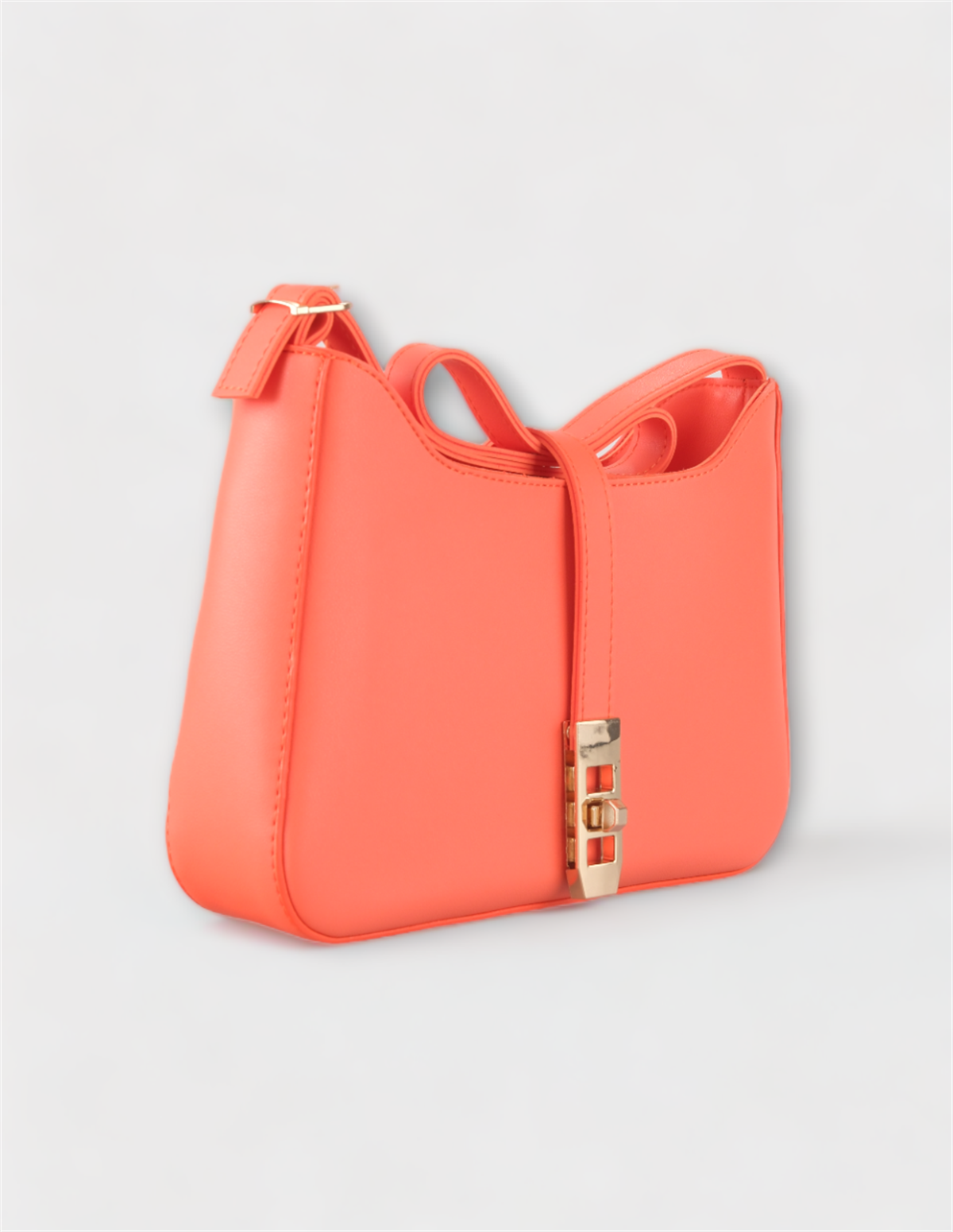 Turuncu Tek Askılı Gold Kilit Detaylı Deri Omuz Çantası VanessaWomen BagWATCHOFROYALVanessaTuruncu Tek Askılı Gold Kilit Detaylı Deri Omuz Çantası Vanessa