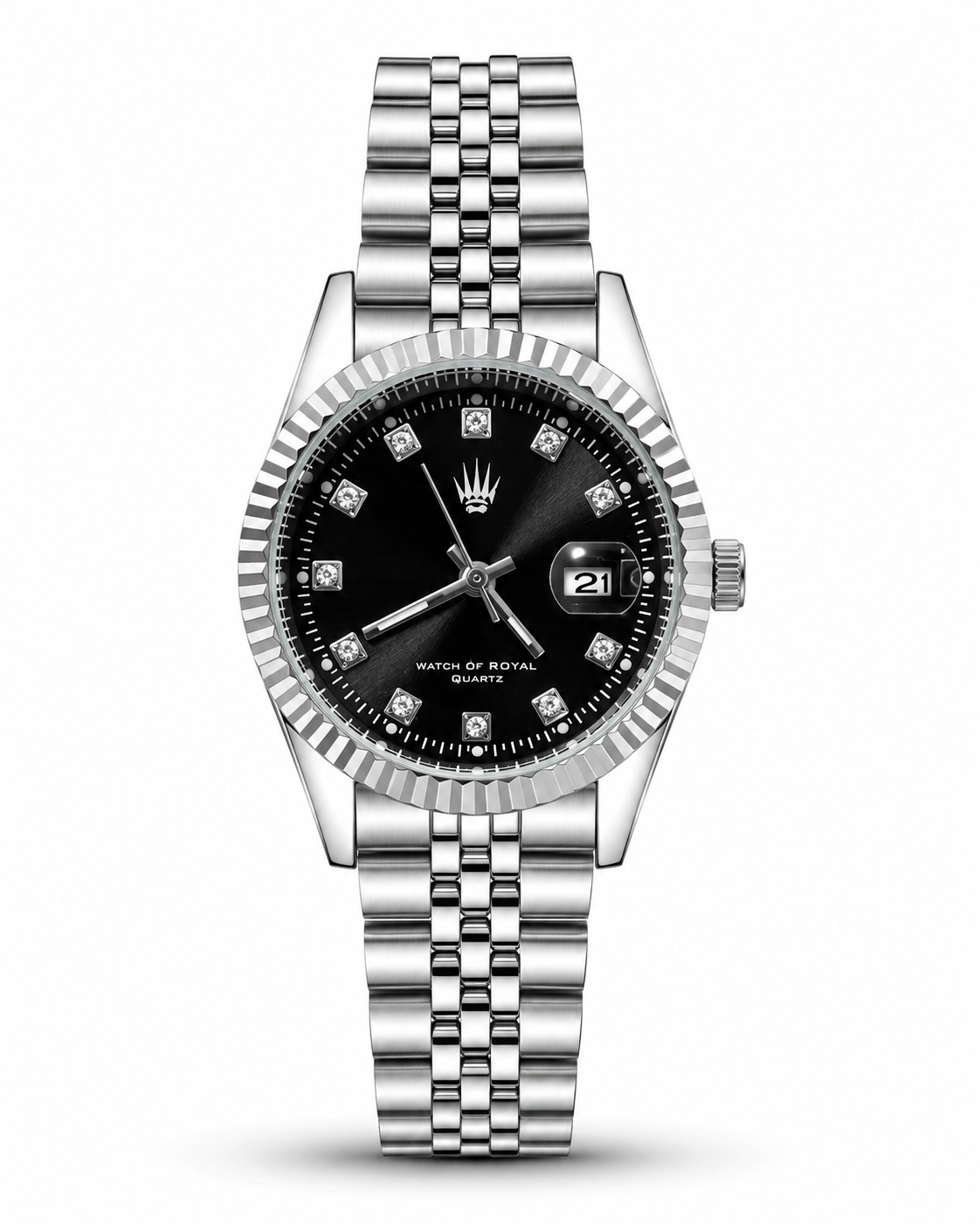 Pearl Luxe Silver Black Kadın Çelik Kol Saati   Kadın SaatWATCHOFROYALPearlPearl Luxe Silver Black Kadın Çelik Kol Saati   