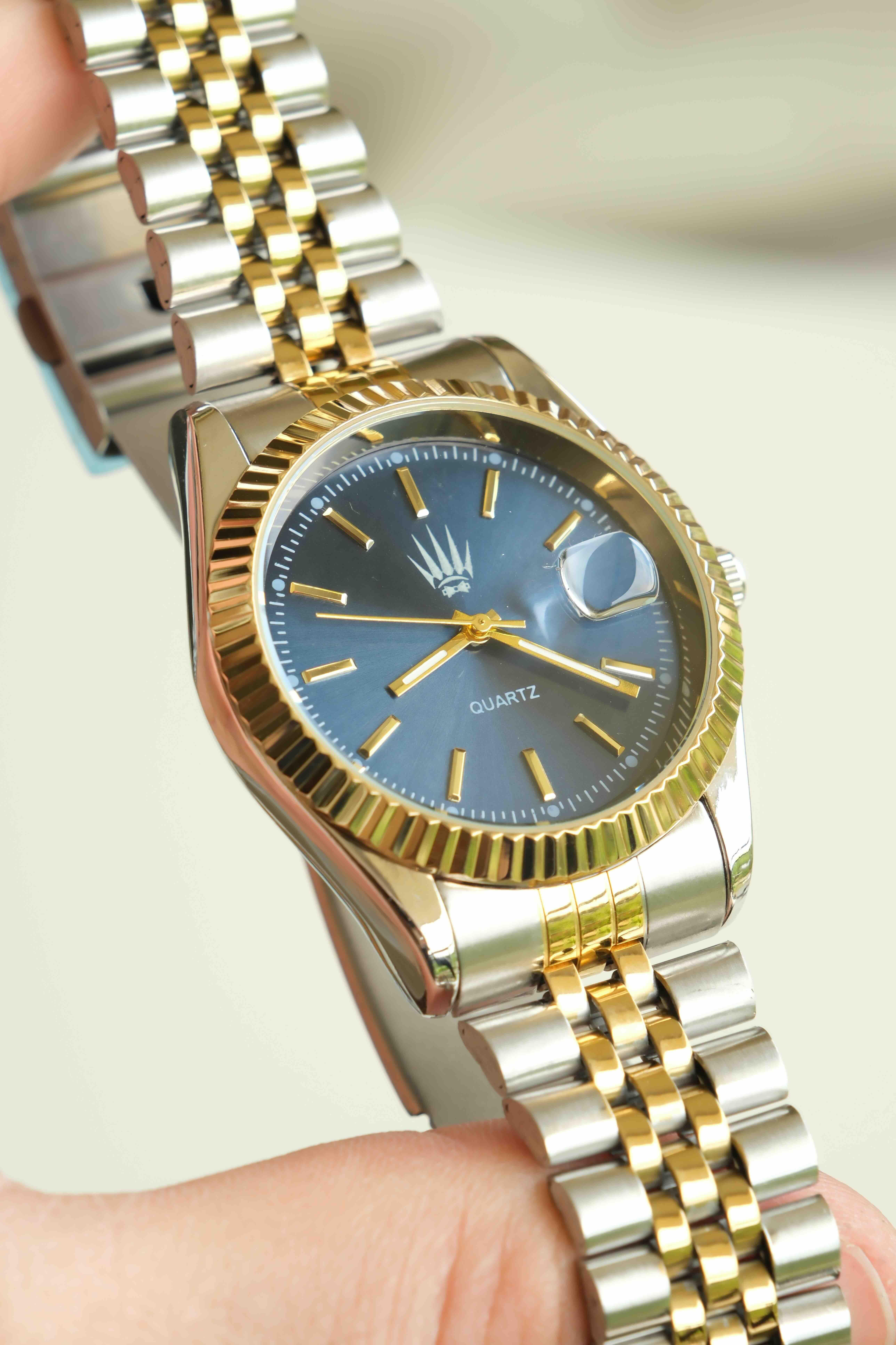 Silver Gold Blue Kol SaatiWatchesWATCHOFROYAL.Silver Gold Blue Kol Saati