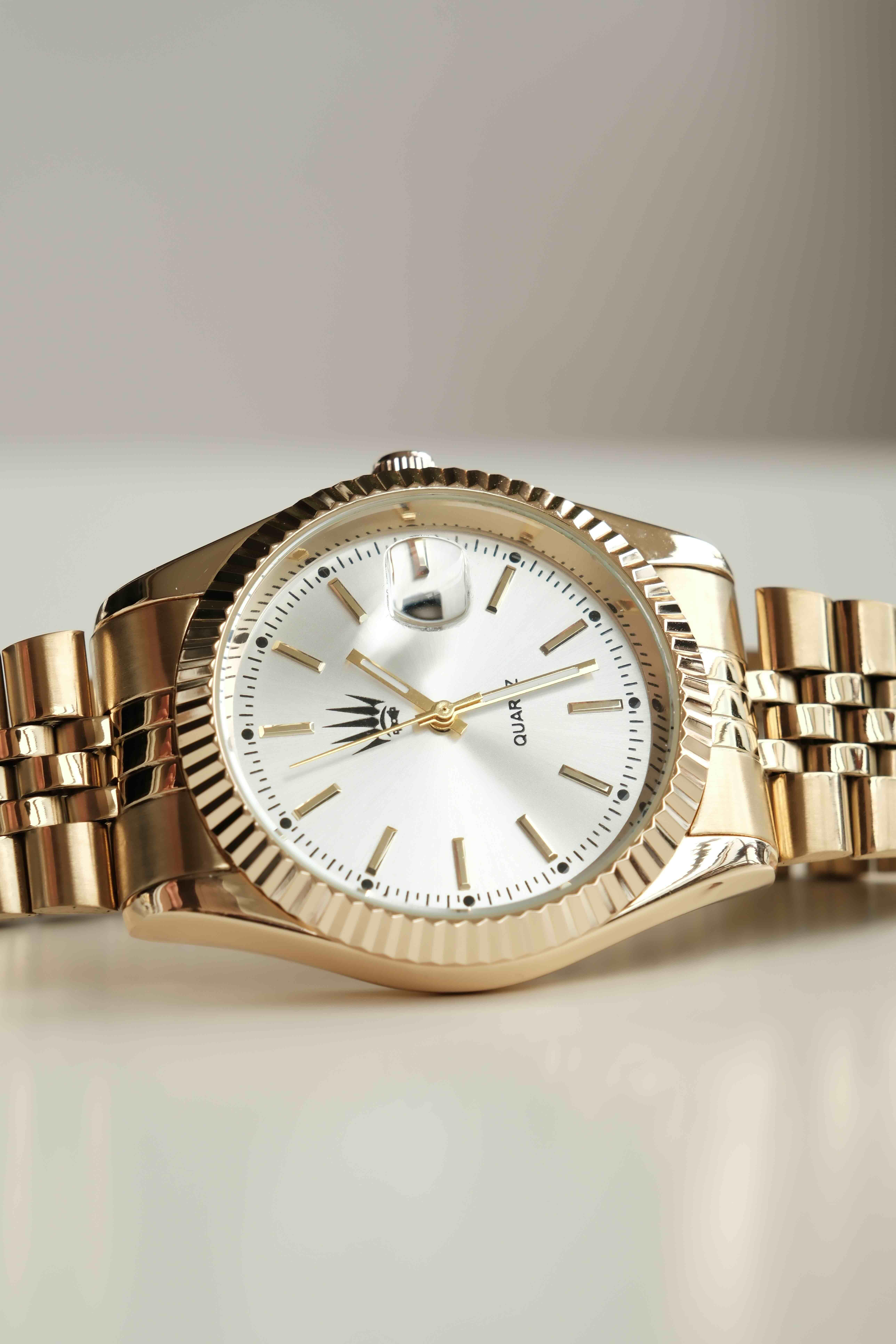 Triton Date Gold White Kol SaatiWatchesWATCHOFROYAL.Triton Date Gold White Kol Saati