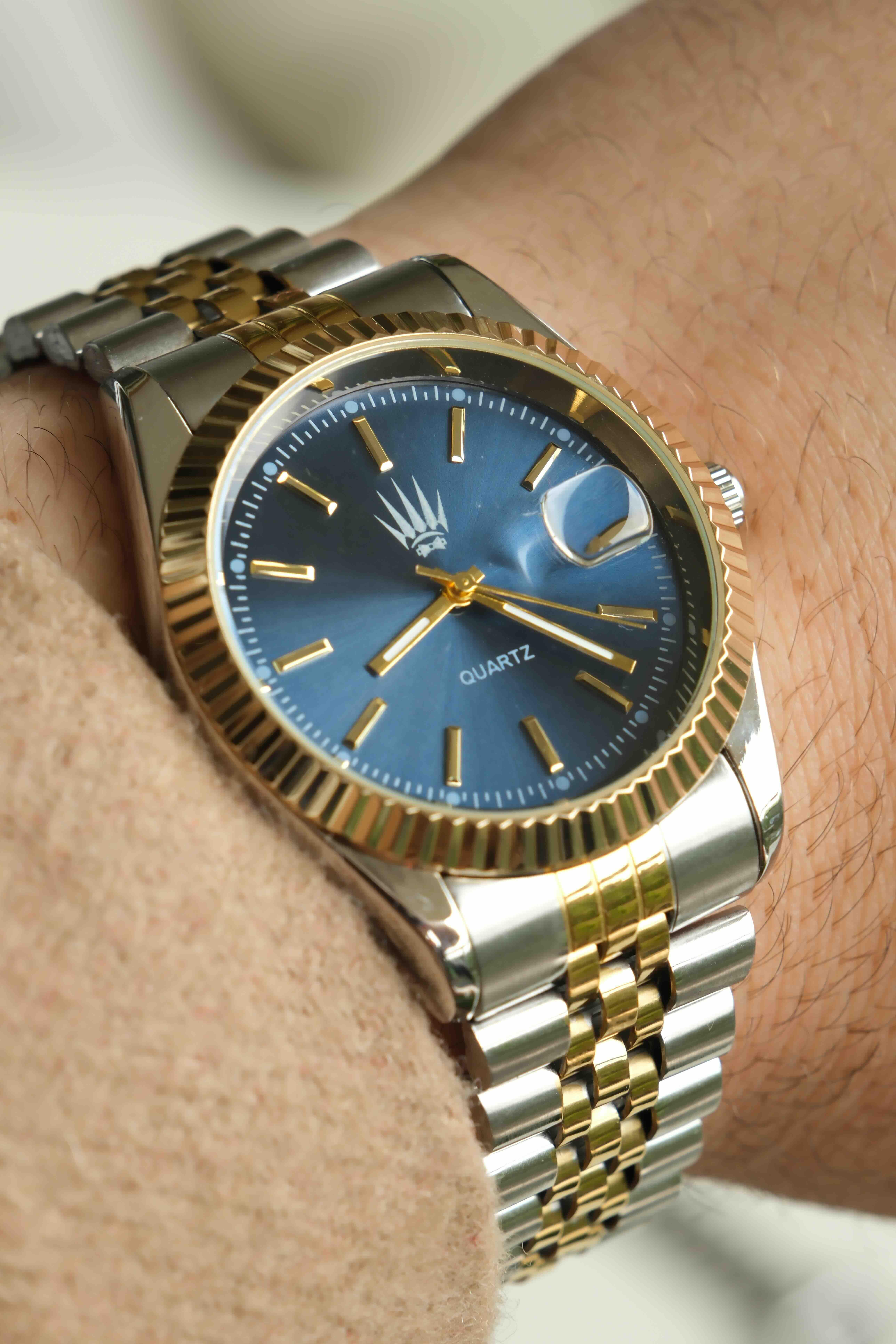 Silver Gold Blue Kol SaatiWatchesWATCHOFROYAL.Silver Gold Blue Kol Saati