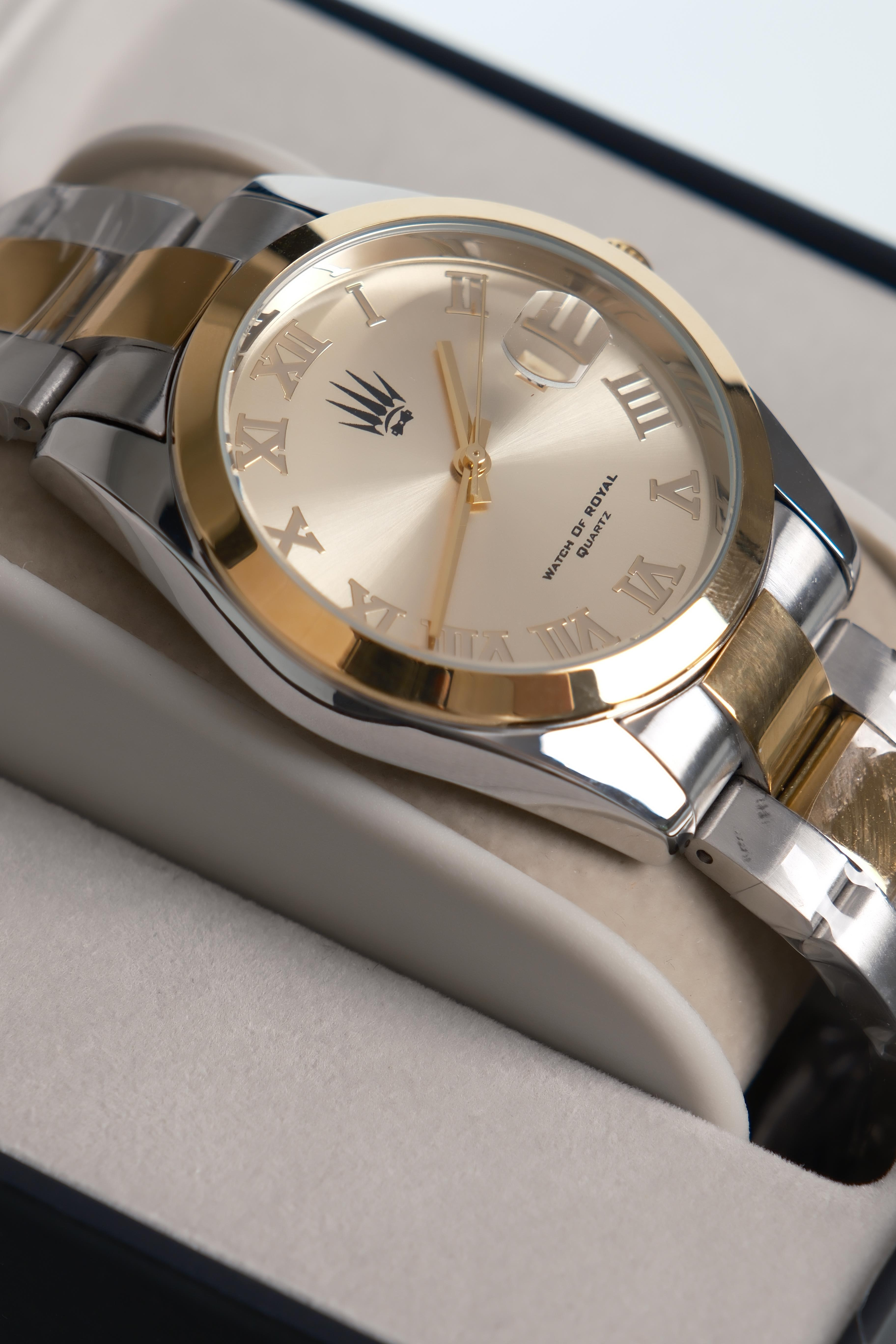 Aqualis Silver Gold Yellow Çelik Kol SaatiWatchesWATCHOFROYALAqualisAqualis Silver Gold Yellow Çelik Kol Saati