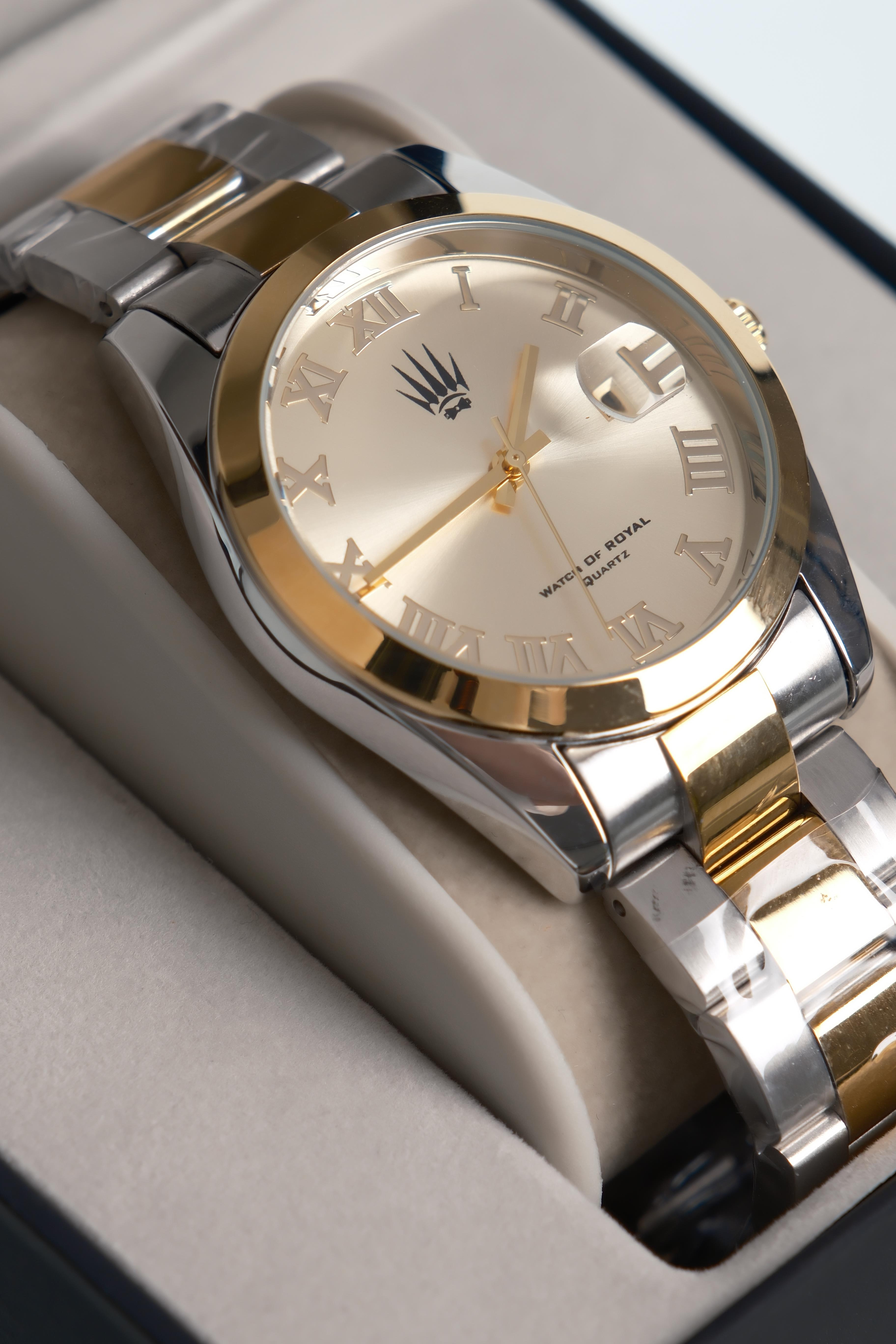 Aqualis Silver Gold Yellow Çelik Kol SaatiWatchesWATCHOFROYALAqualisAqualis Silver Gold Yellow Çelik Kol Saati