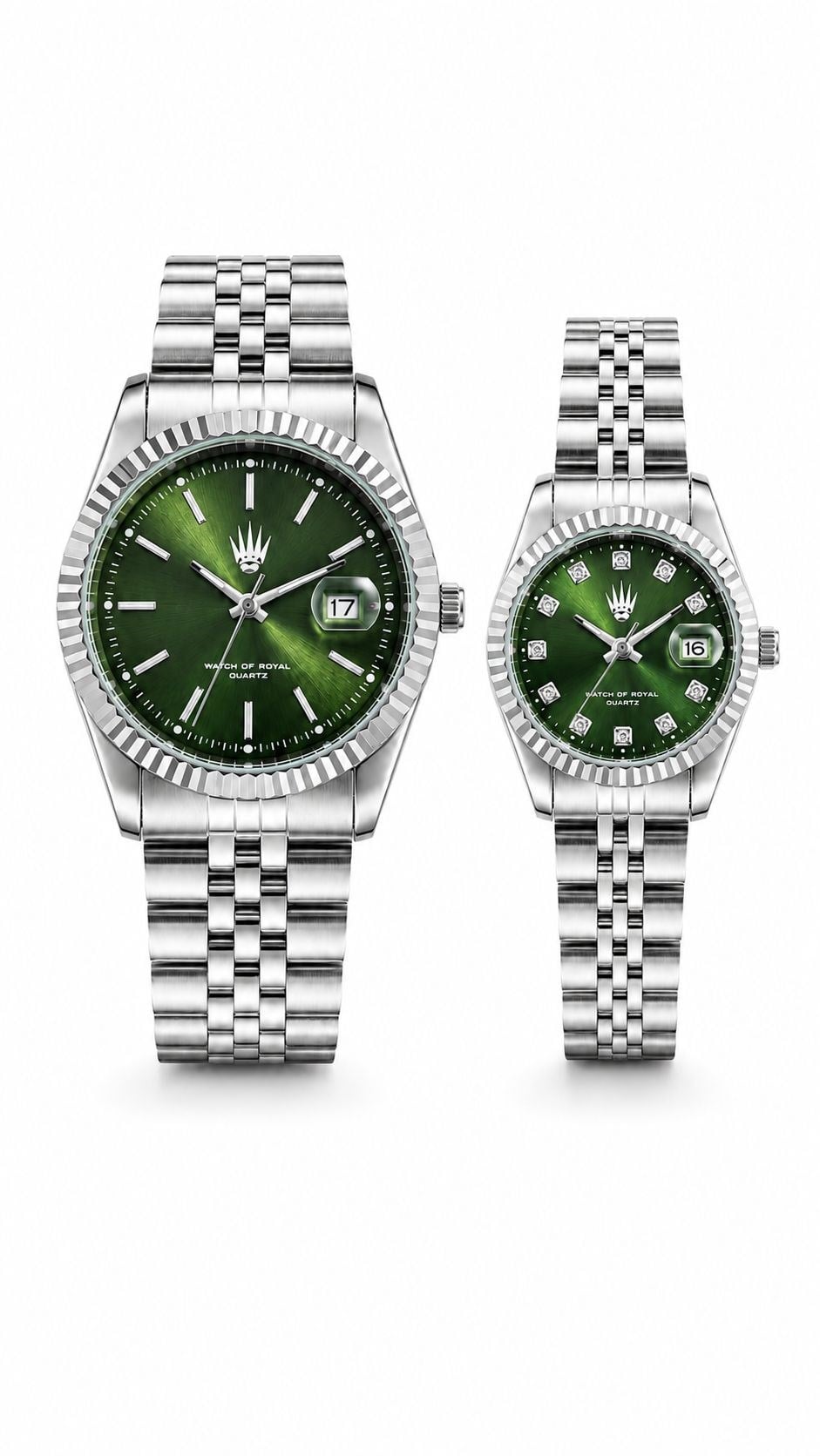 Çift Saati Crest Line Silver Green Kol SaatiKol SaatiWATCHOFROYALçiftsaaticrestÇift Saati Crest Line Silver Green Kol Saati